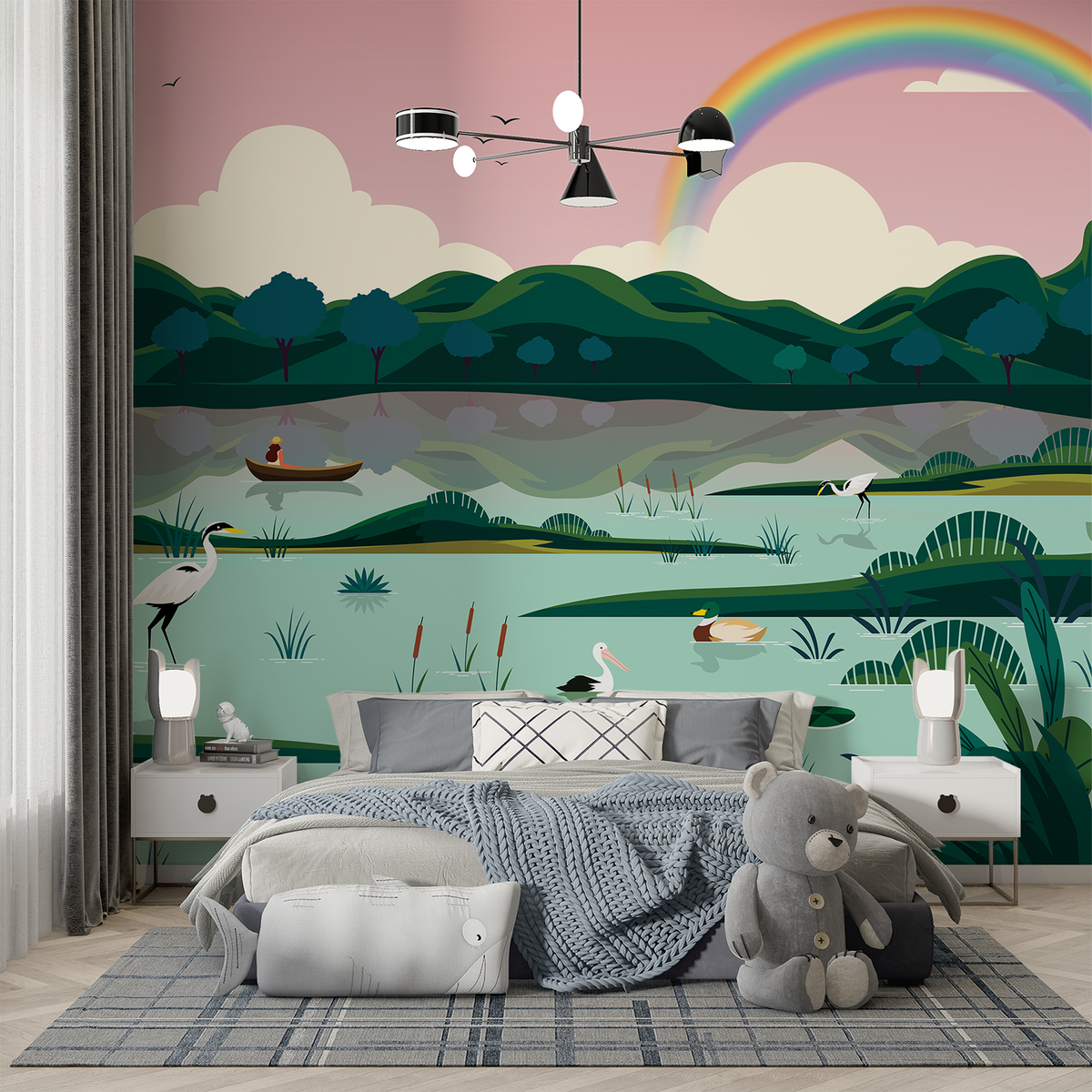 Scenic Lakeside Bliss Wallpaper for Serene Interiors | The Mural Story ...