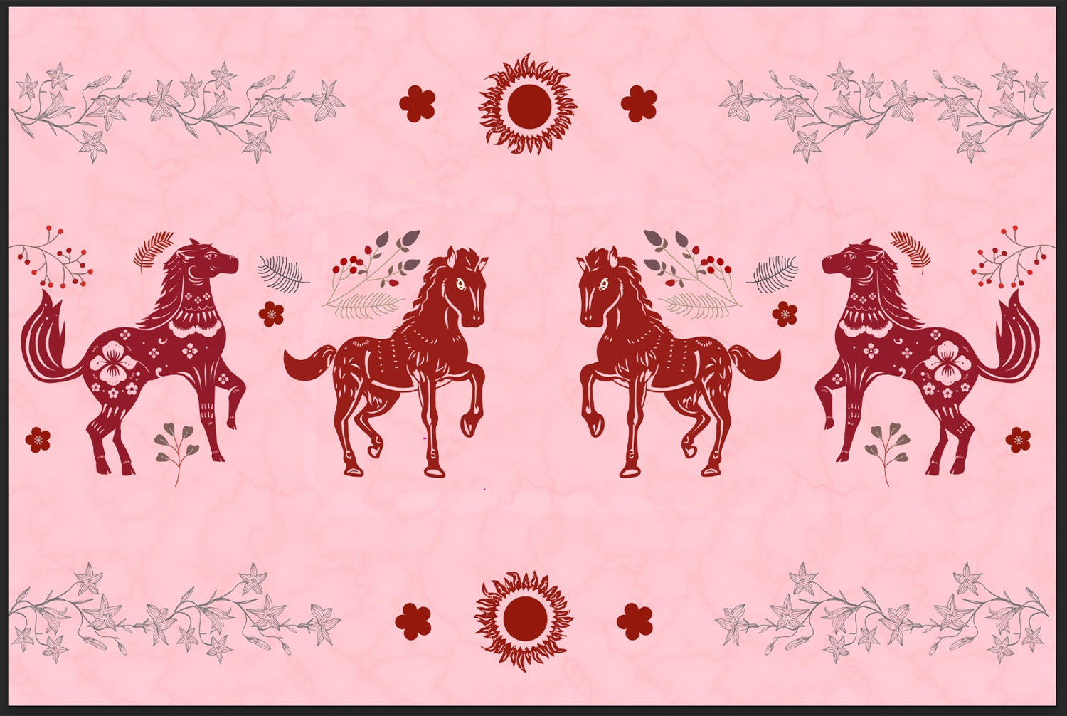 "Stallions galloping gracefully in lea - "hotels and cafes" wallpaper mural-inequal final"