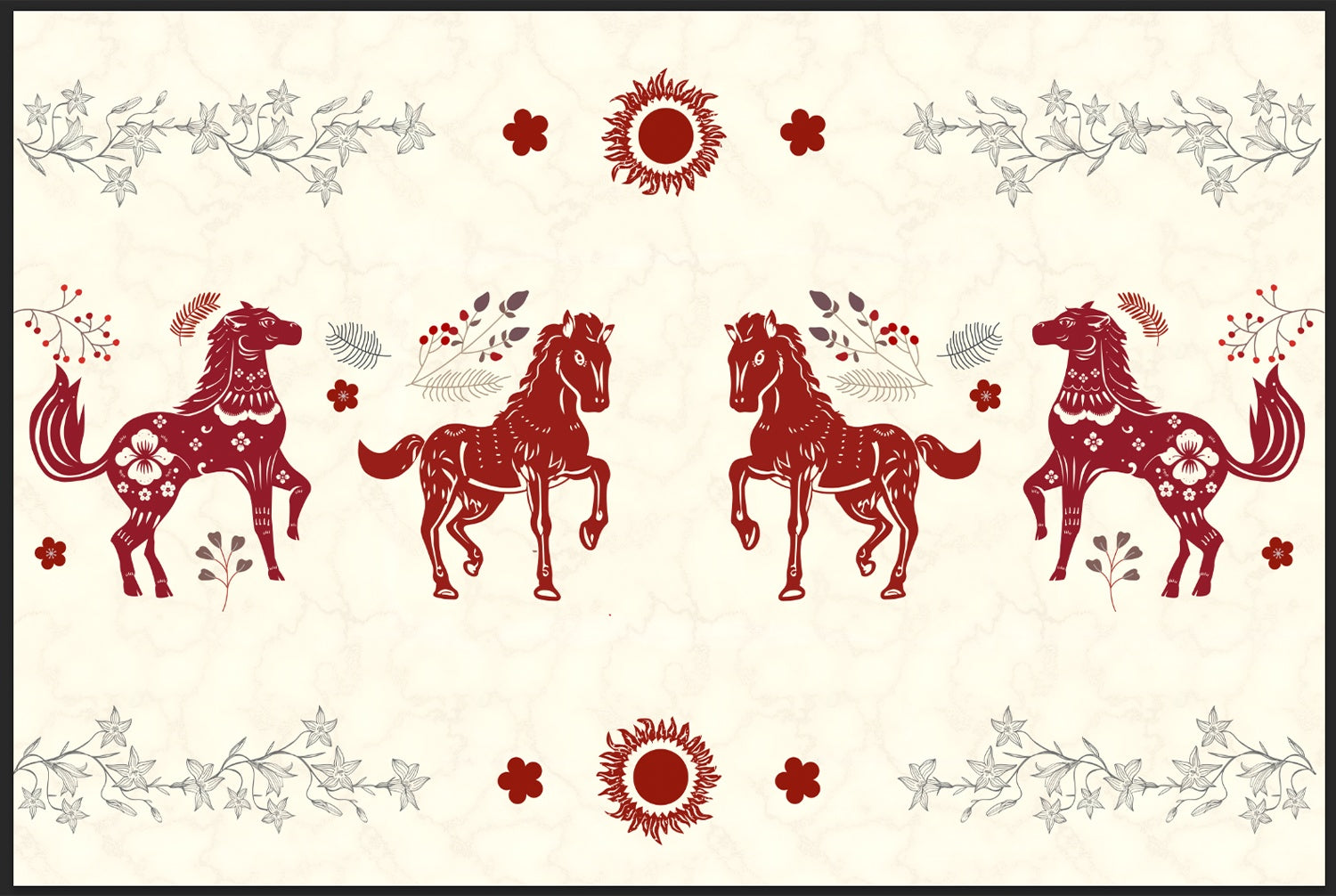"Stallions galloping gracefully in lea - "hotels and cafes" wallpaper mural-inequal final"