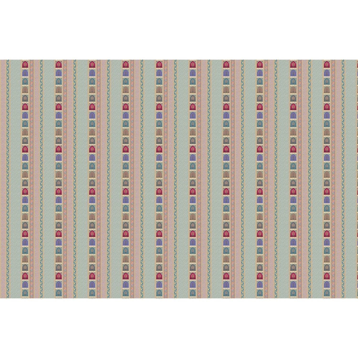 Vertical stripes with multicolored arch motifs in beige, creating elegant retro architectural details - view 10 - final