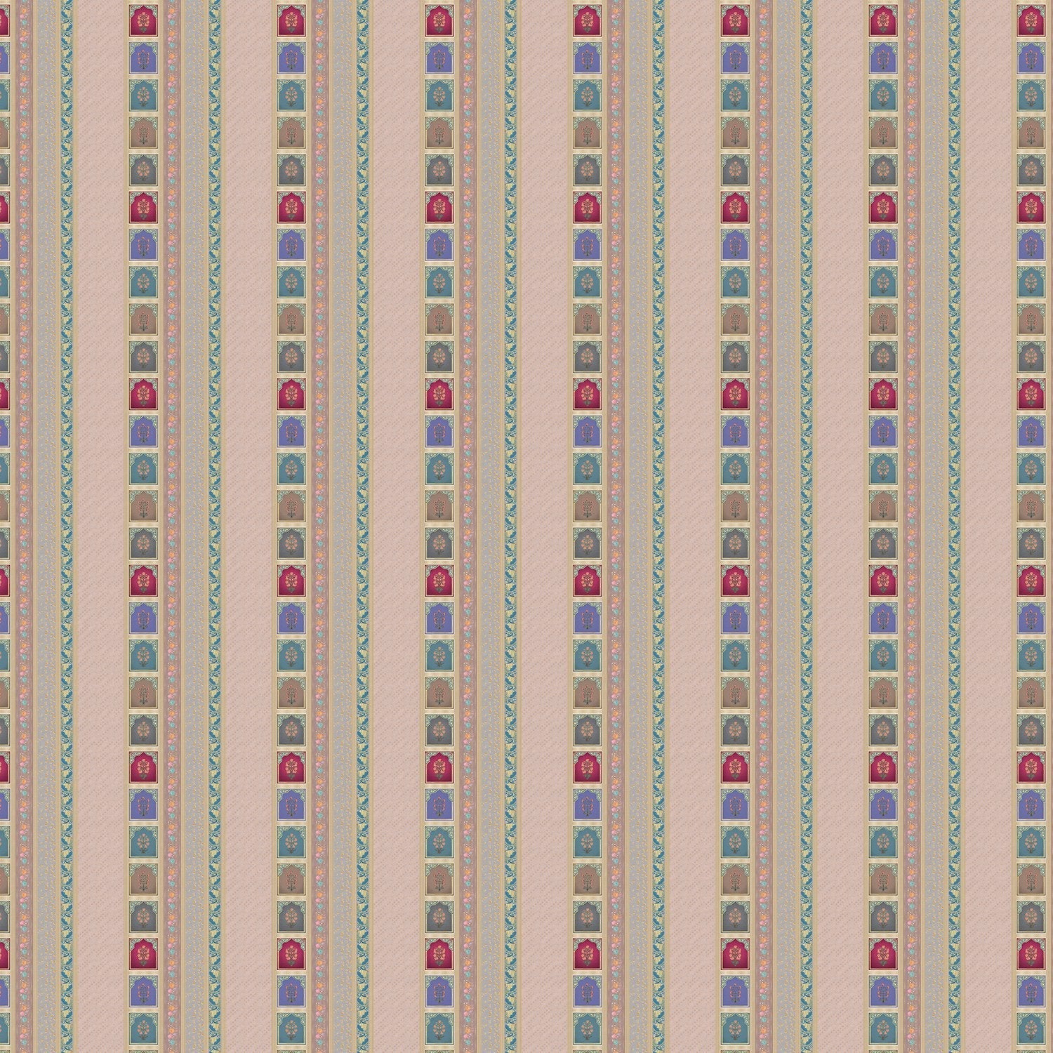 Vertical stripes with multicolored arch motifs in beige, creating elegant retro architectural details - view 19 - final