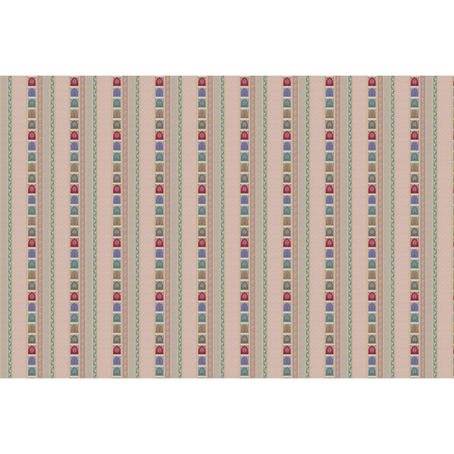 Vertical stripes with multicolored arch motifs in beige, creating elegant retro architectural details - view 20 - final