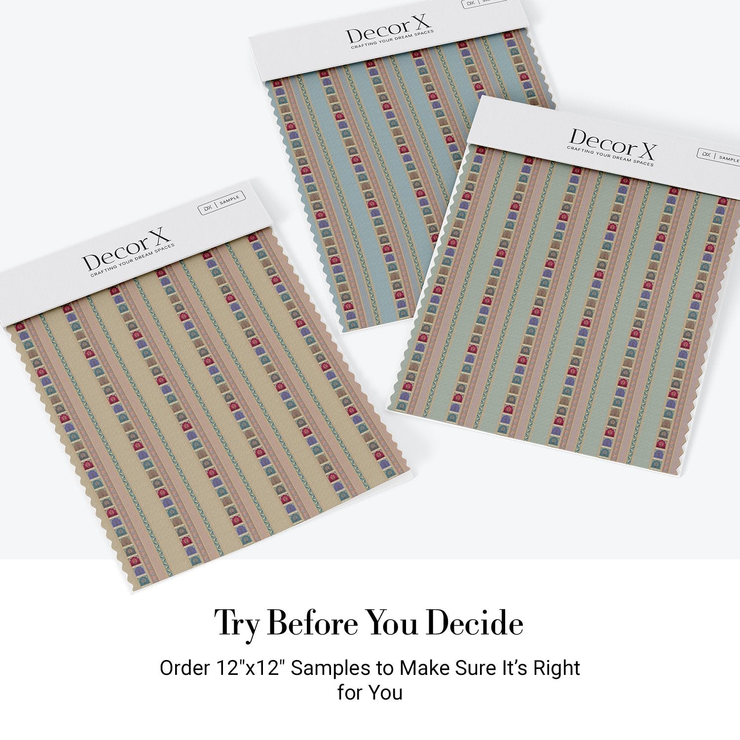 Vertical stripes with multicolored arch motifs in beige, creating elegant retro architectural details - view 23 - final all-groups samples