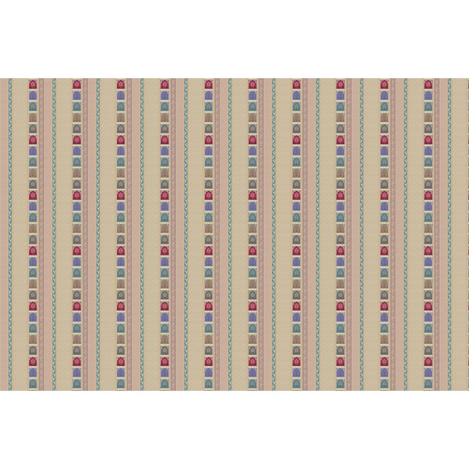 Vertical stripes with multicolored arch motifs in beige, creating elegant retro architectural details - view 5 - repeat-full-square - final
