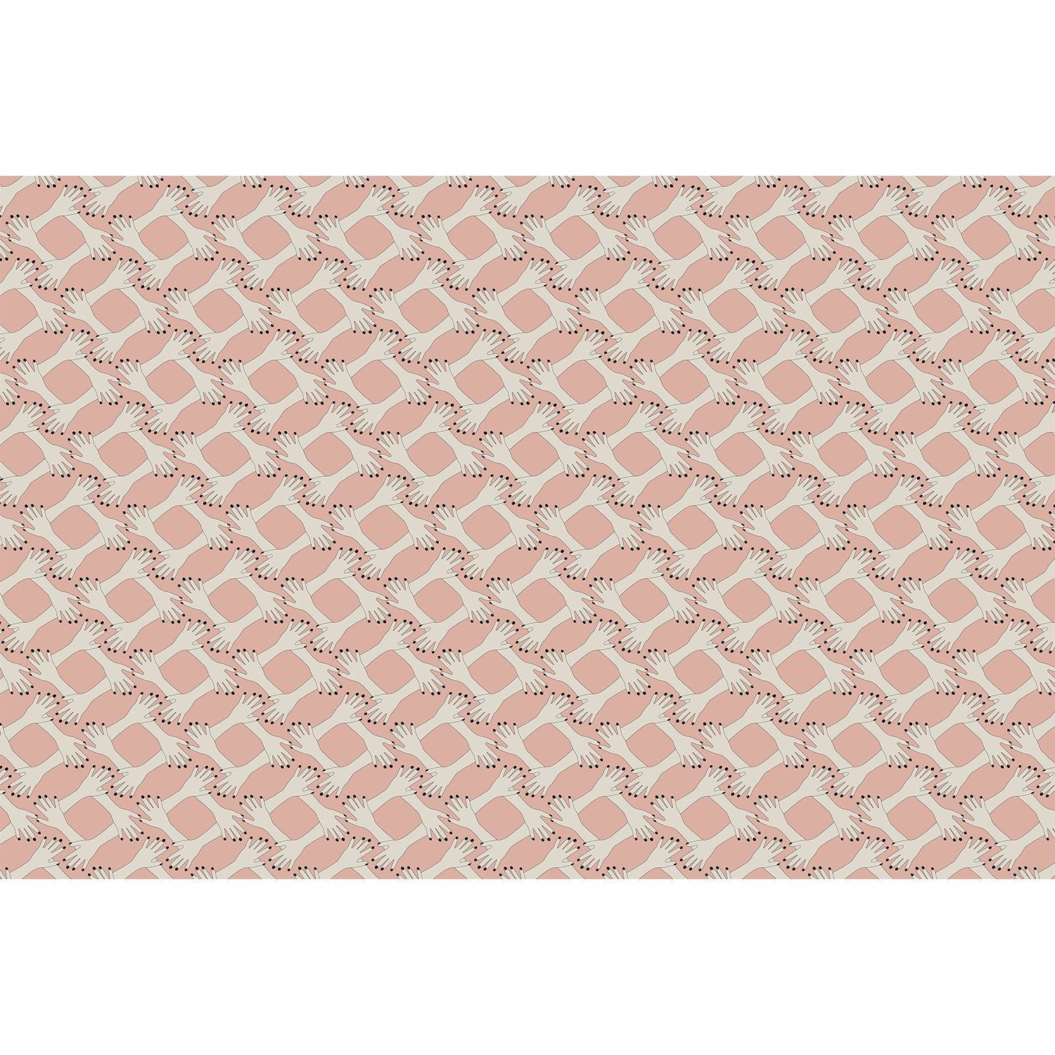 Blush pink geometric diamond lattice with delicate floral sprigs on modern interior wall - view 5 - repeat-full-square - final