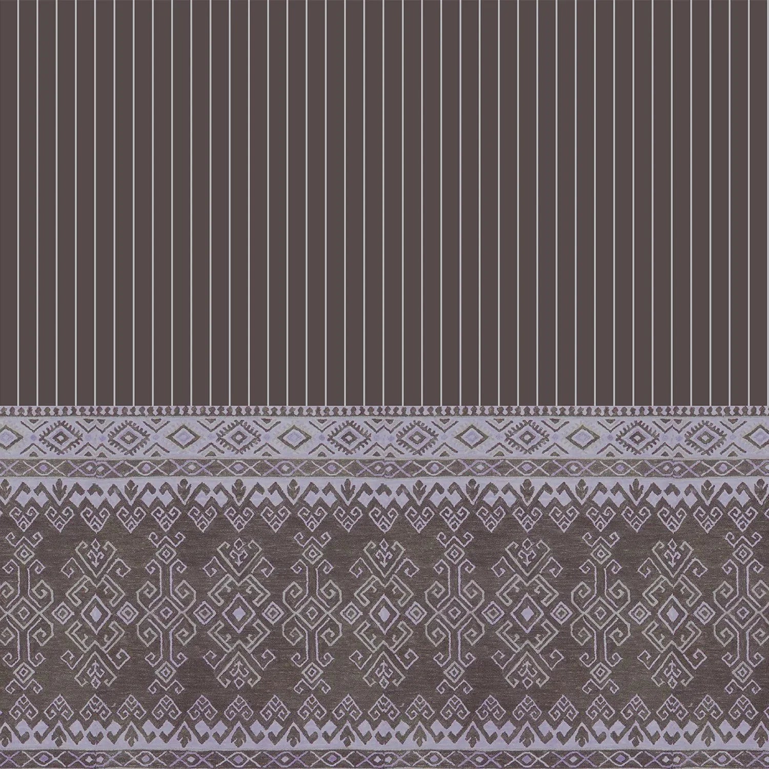 Traditional ethnic border design with vertical stripes in warm brown and gold tones - view 12 - final