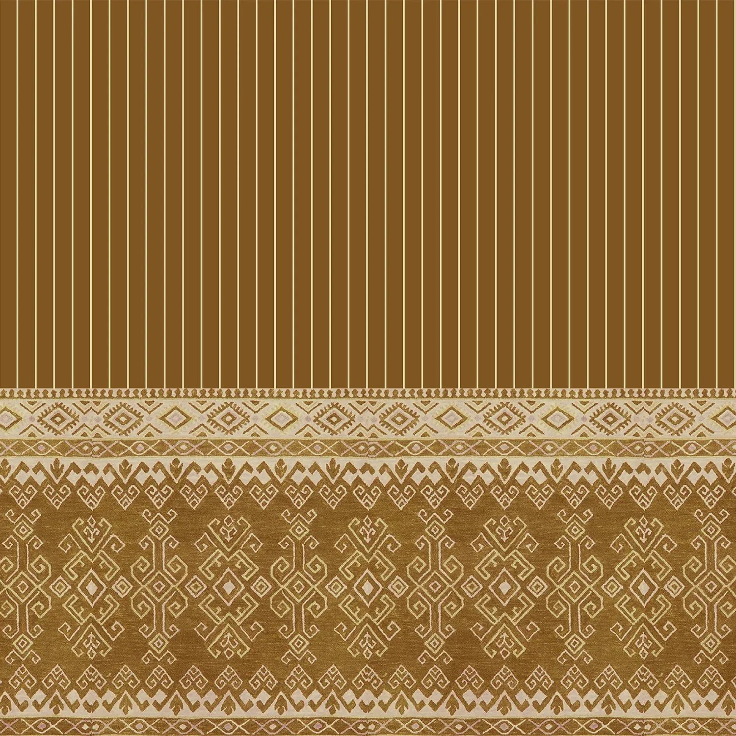 Traditional ethnic border design with vertical stripes in warm brown and gold tones - view 2 - final