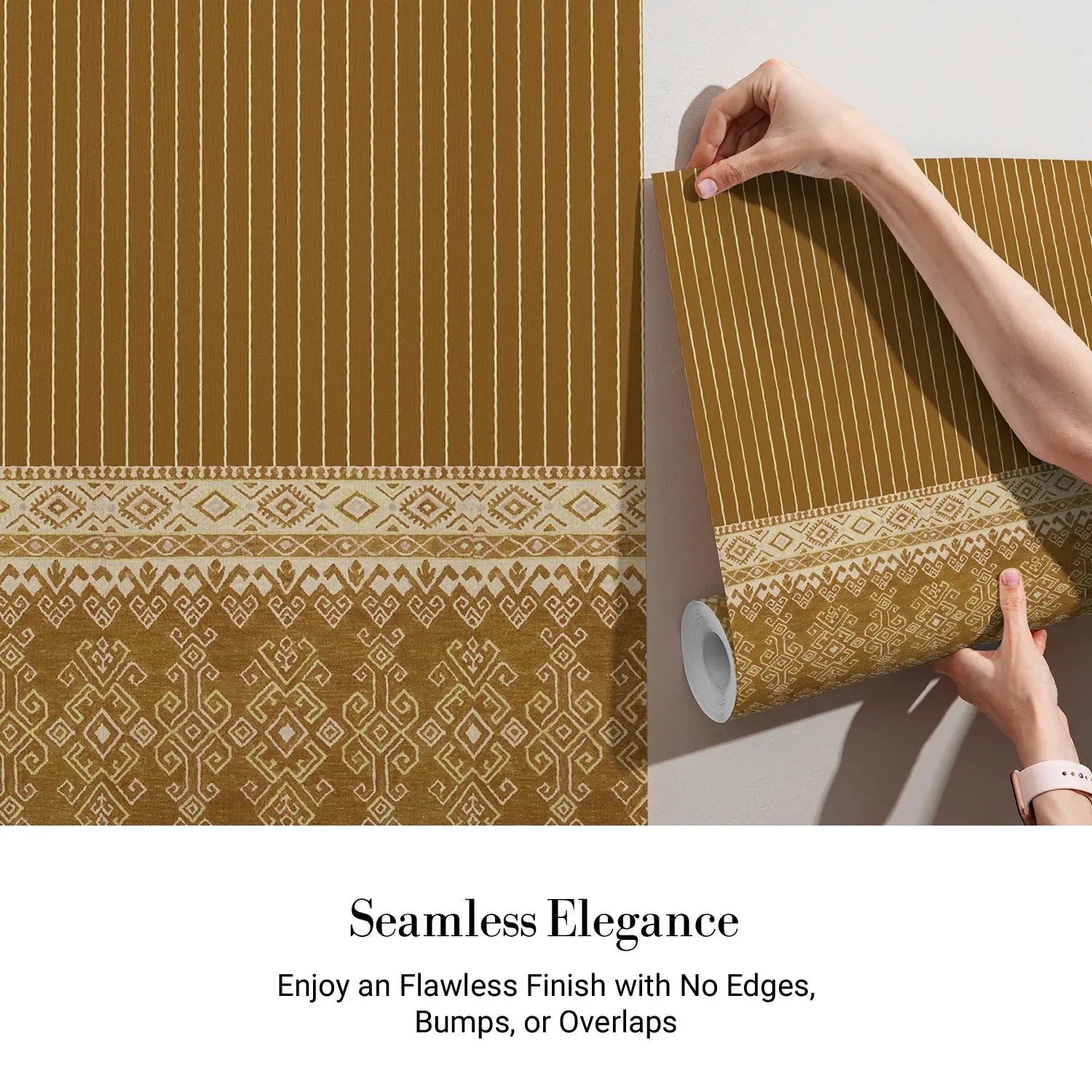Traditional ethnic border design with vertical stripes in warm brown and gold tones - view 3 - final