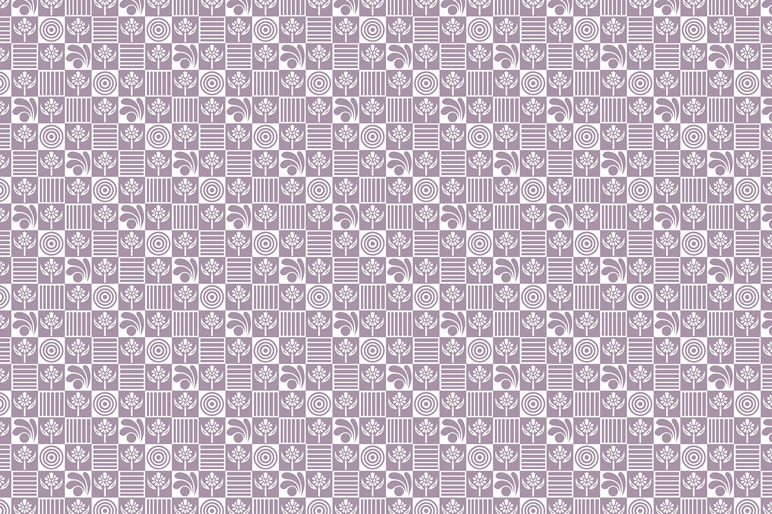 Geometric floral fusion in lea - "motifs" wallpaper mural-inequal final