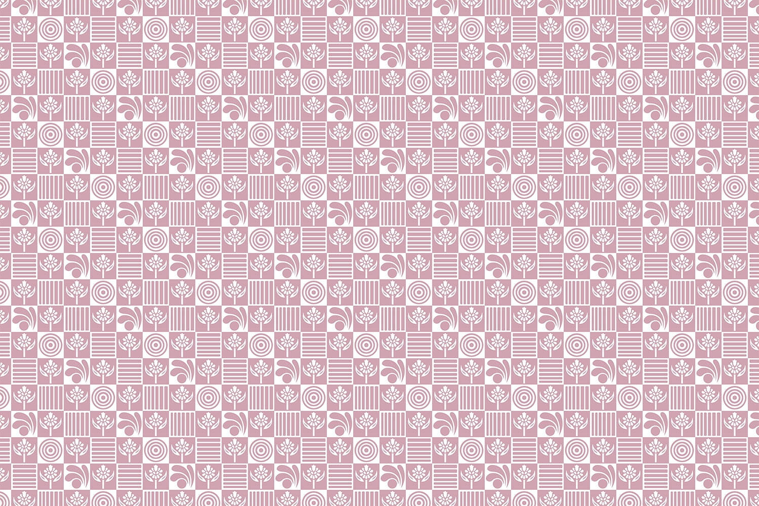 Geometric floral fusion in lea - "motifs" wallpaper mural-inequal final