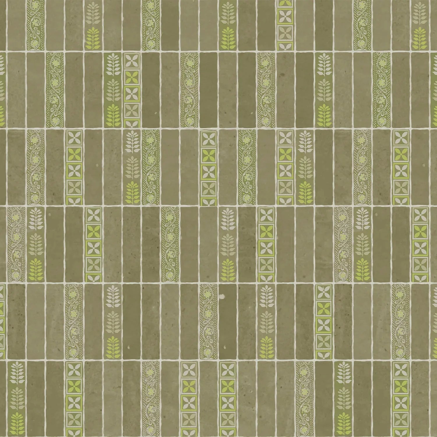 Modern vertical stripes with tribal motifs in brown and red tones against wall - view 14 - final