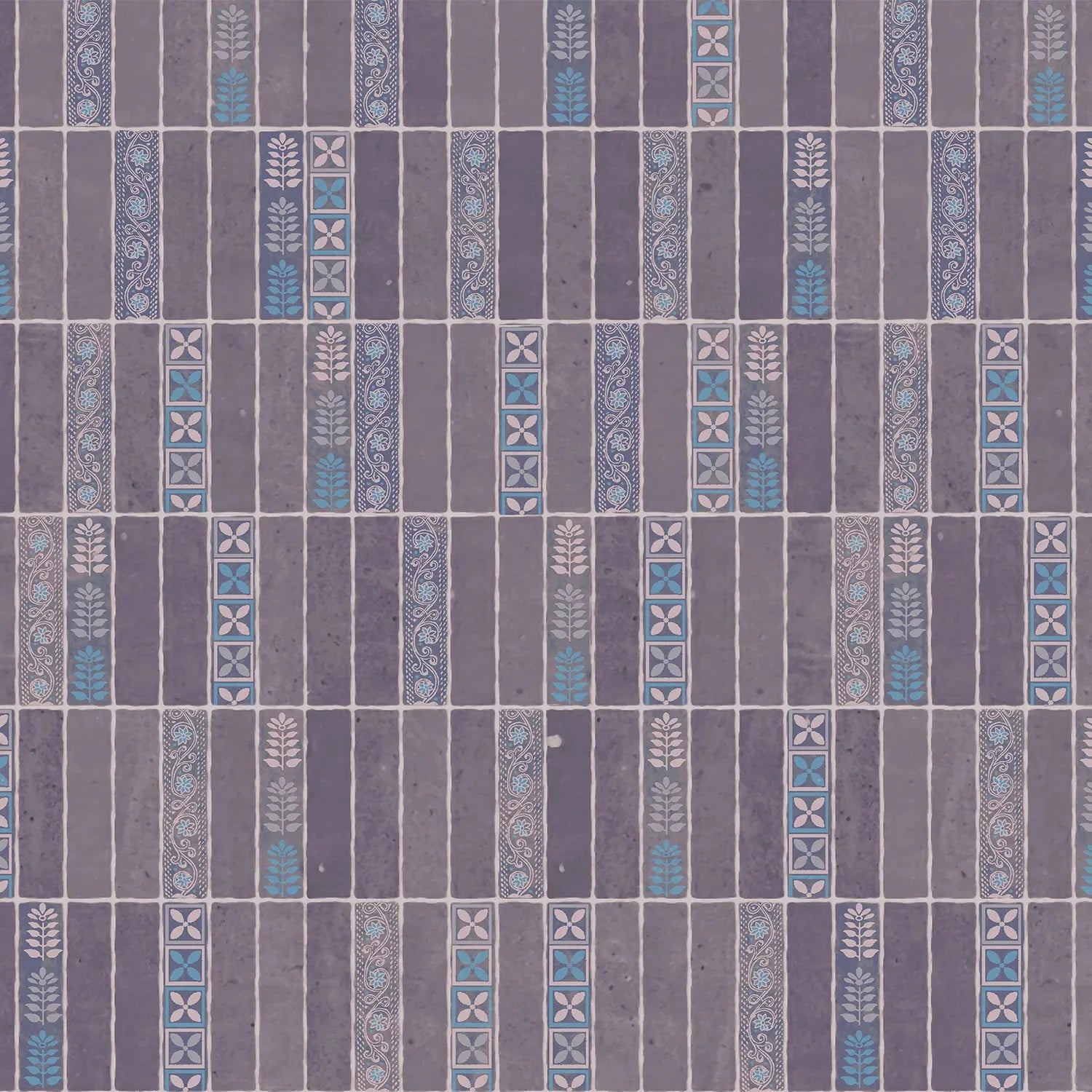 Modern vertical stripes with tribal motifs in brown and red tones against wall - view 18 - final