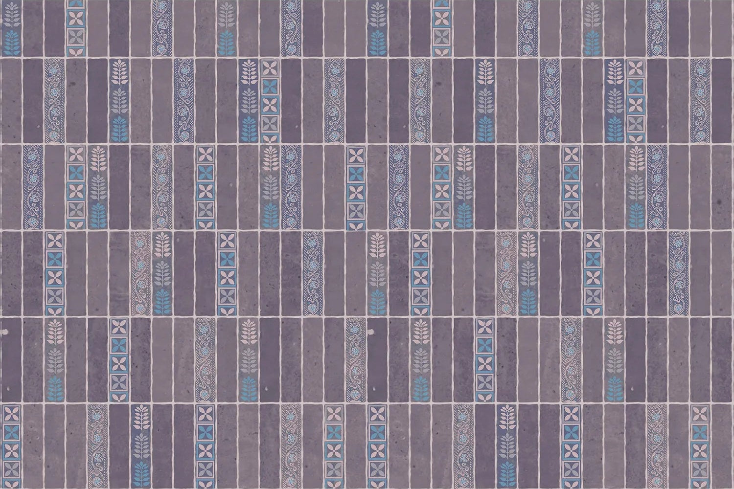 "Handcrafted block pattern in lea - scandinavian wallpaper mural-inequal final"