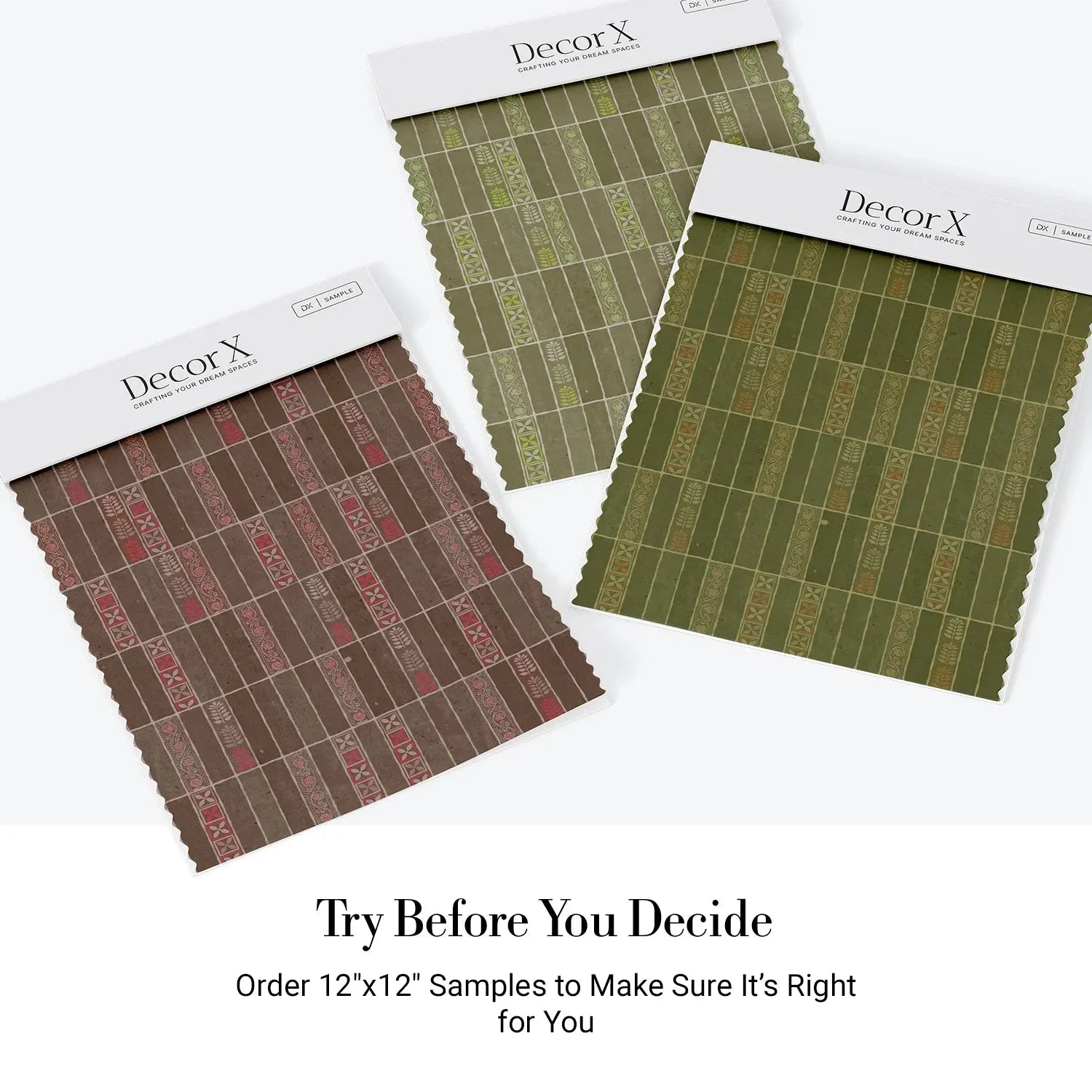 Modern vertical stripes with tribal motifs in brown and red tones against wall - view 23 - final all-groups samples