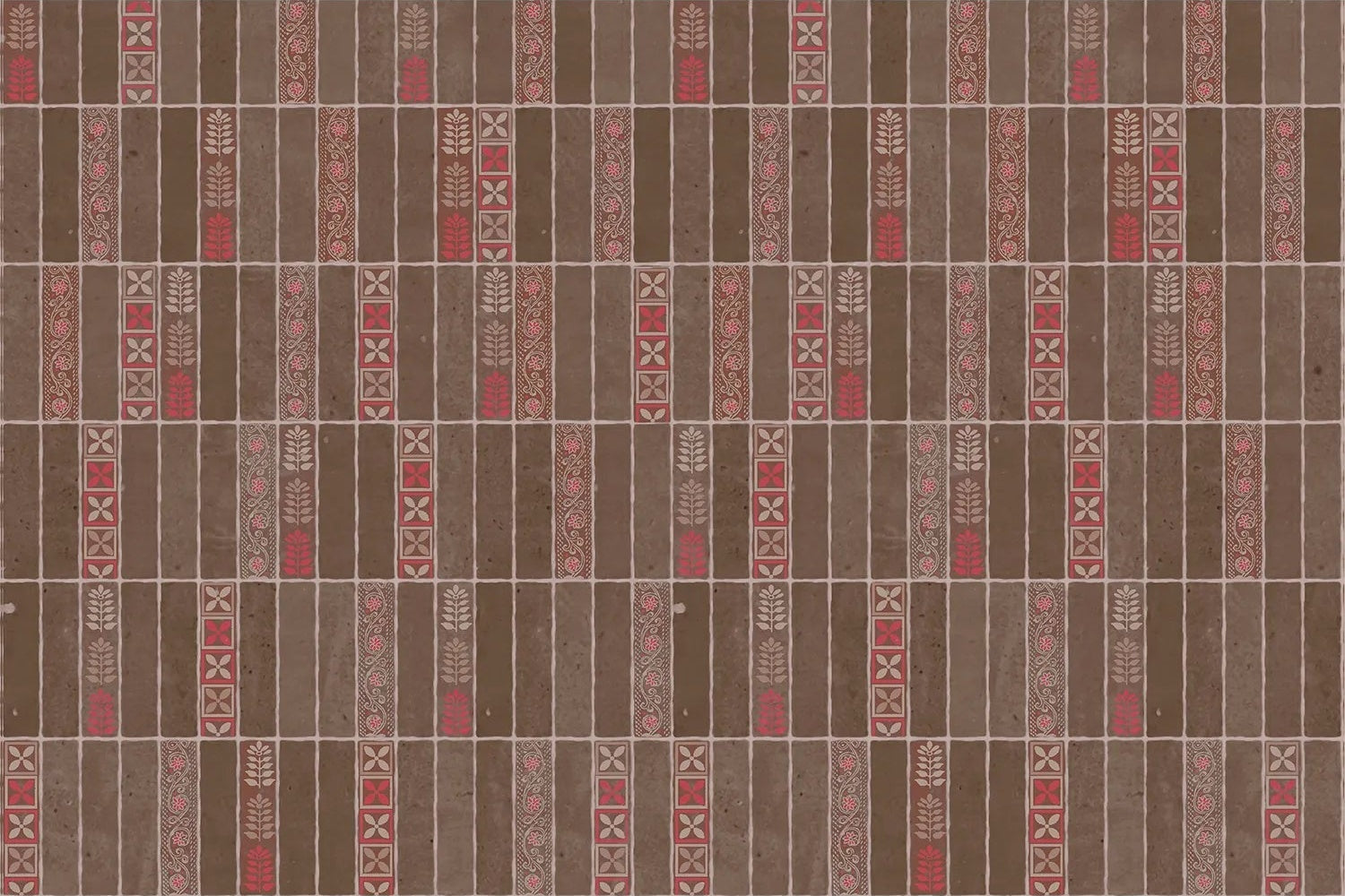 "Handcrafted block pattern in lea - scandinavian wallpaper mural-inequal final"