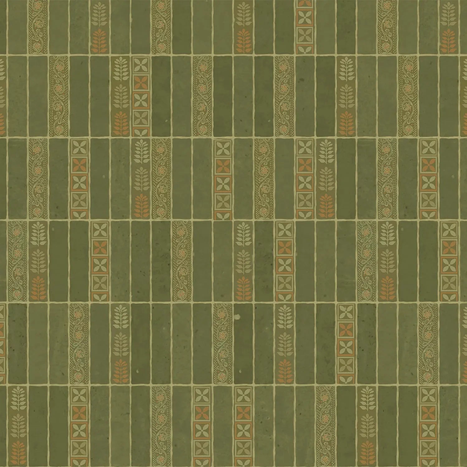 Modern vertical stripes with tribal motifs in brown and red tones against wall - view 9 - final