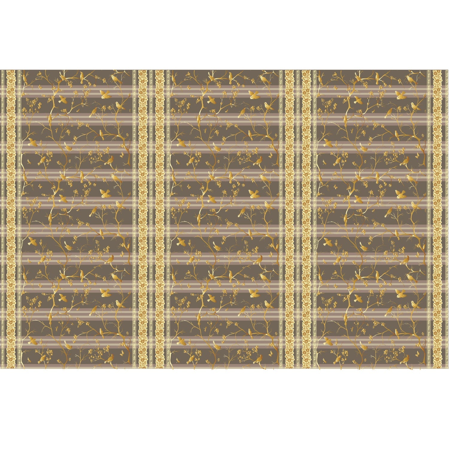 Ethereal gold floral birds delight lea - "european" wallpaper mural-equal final