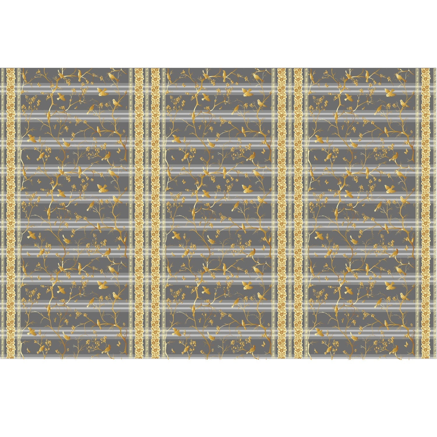 Ethereal gold floral birds delight lea - "european" wallpaper mural-equal final