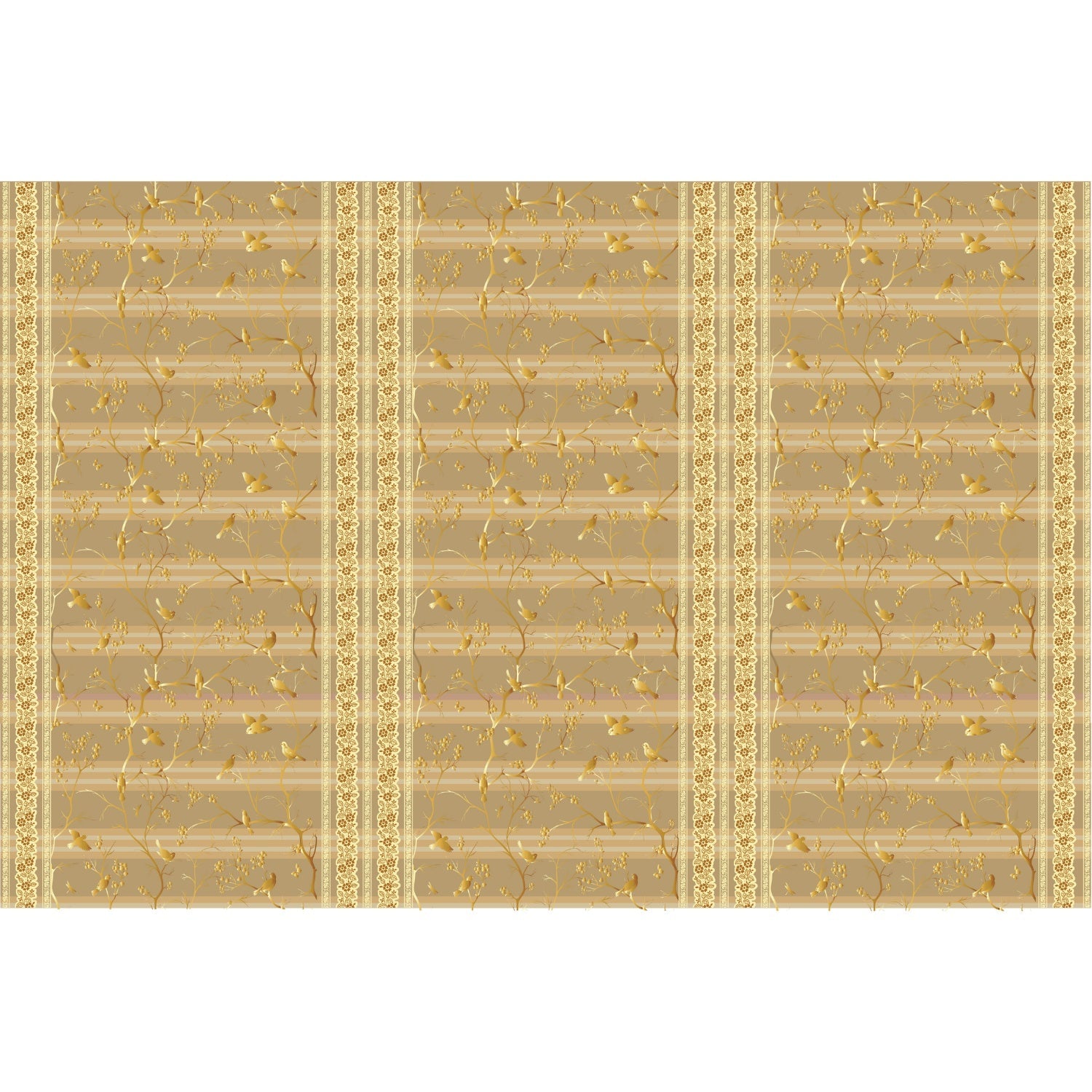 Ethereal gold floral birds delight lea - "european" wallpaper mural-equal final