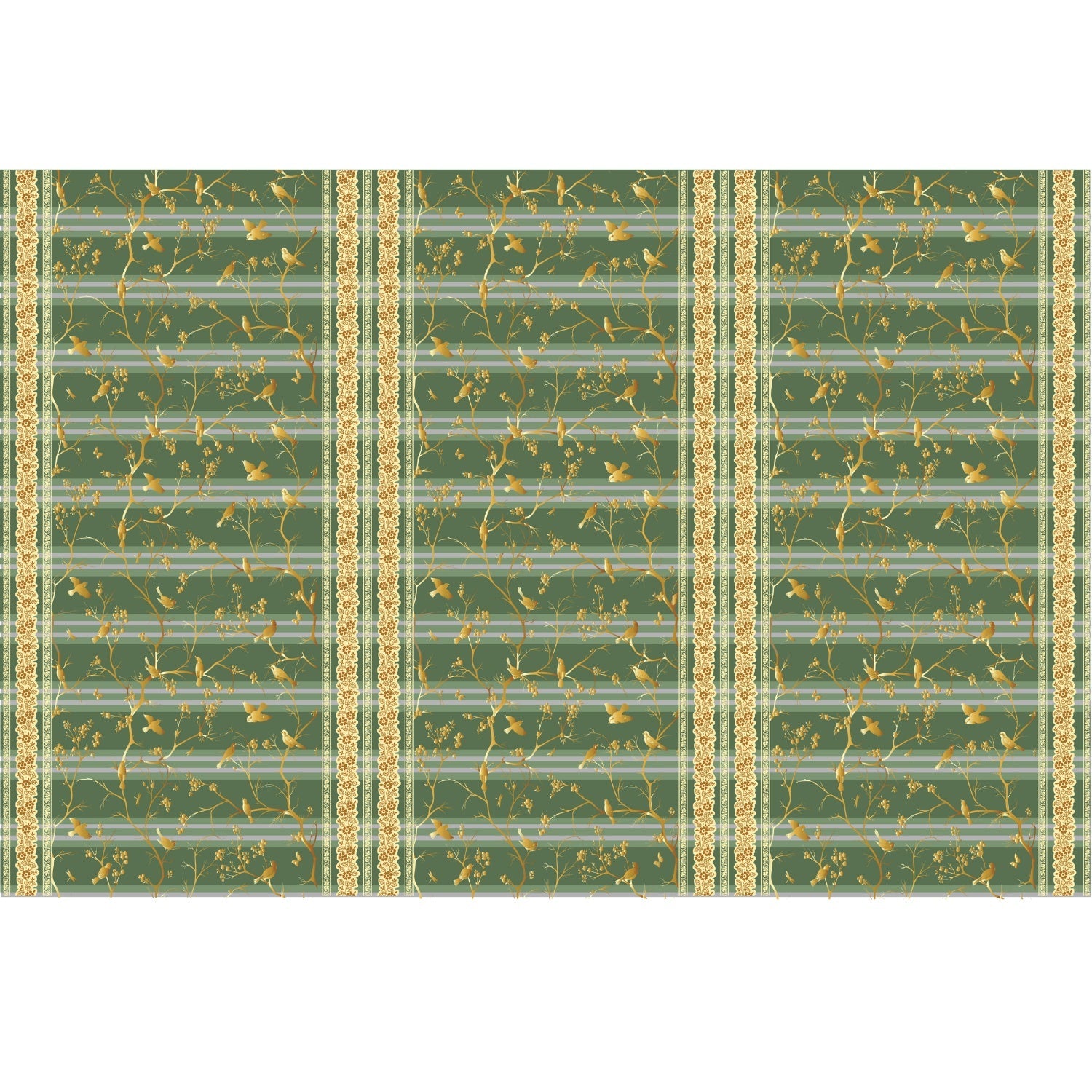 Ethereal gold floral birds delight lea - "european" wallpaper mural-equal final