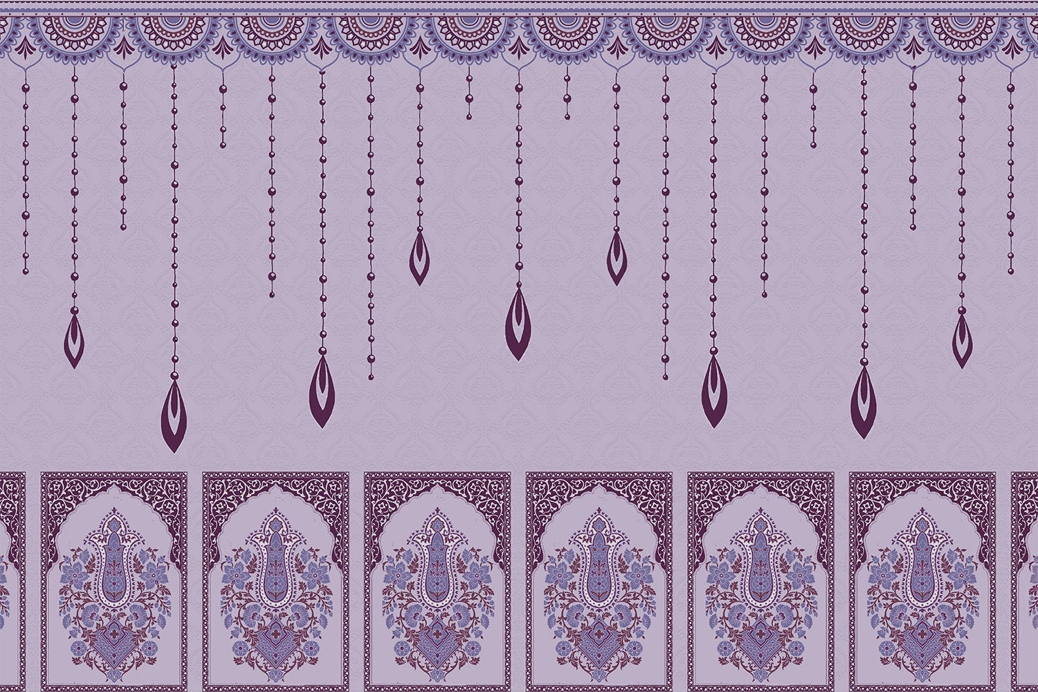 "Intricate paisley motif in lea - "motifs" wallpaper mural-inequal final"