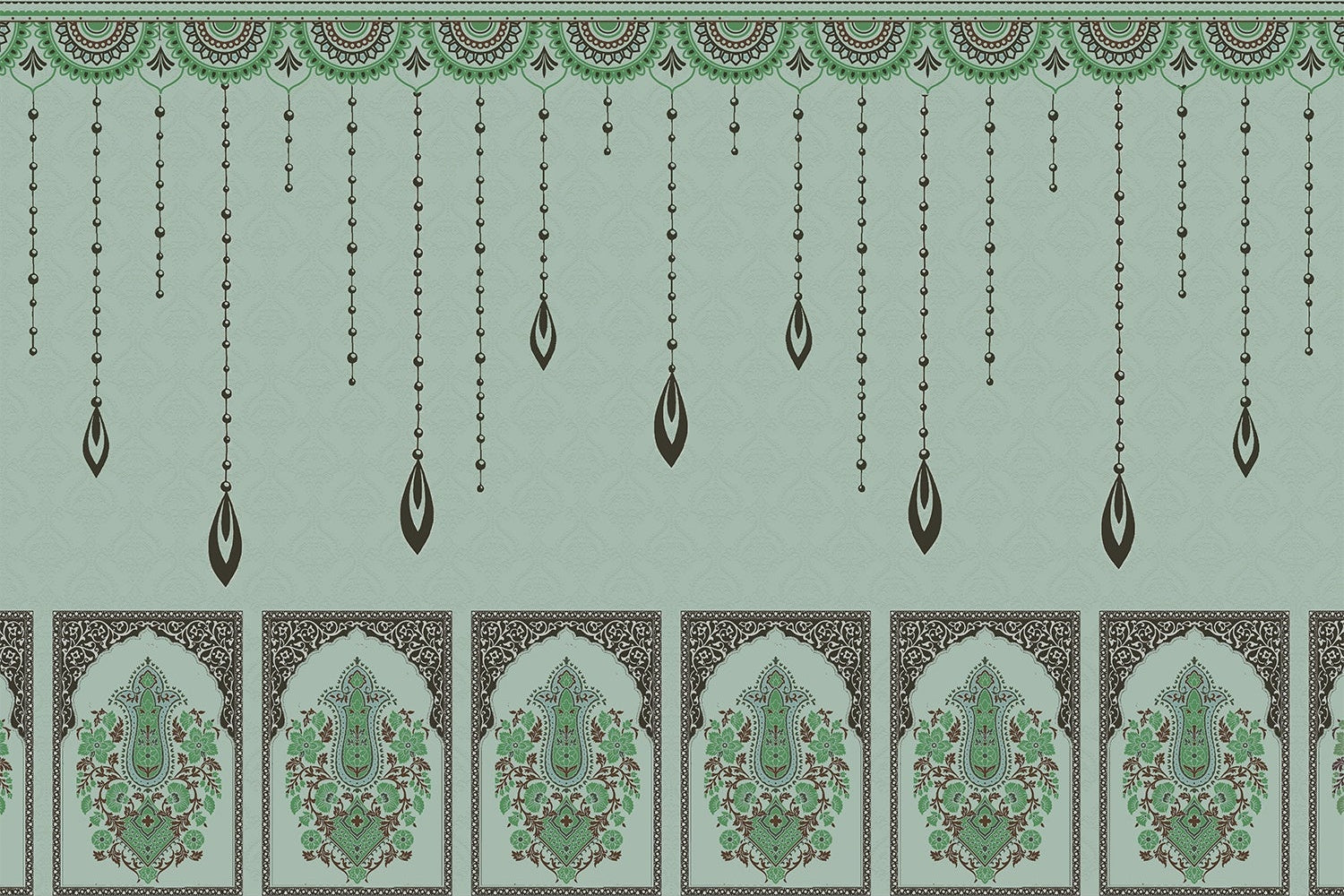 "Intricate paisley motif in lea - "motifs" wallpaper mural-inequal final"