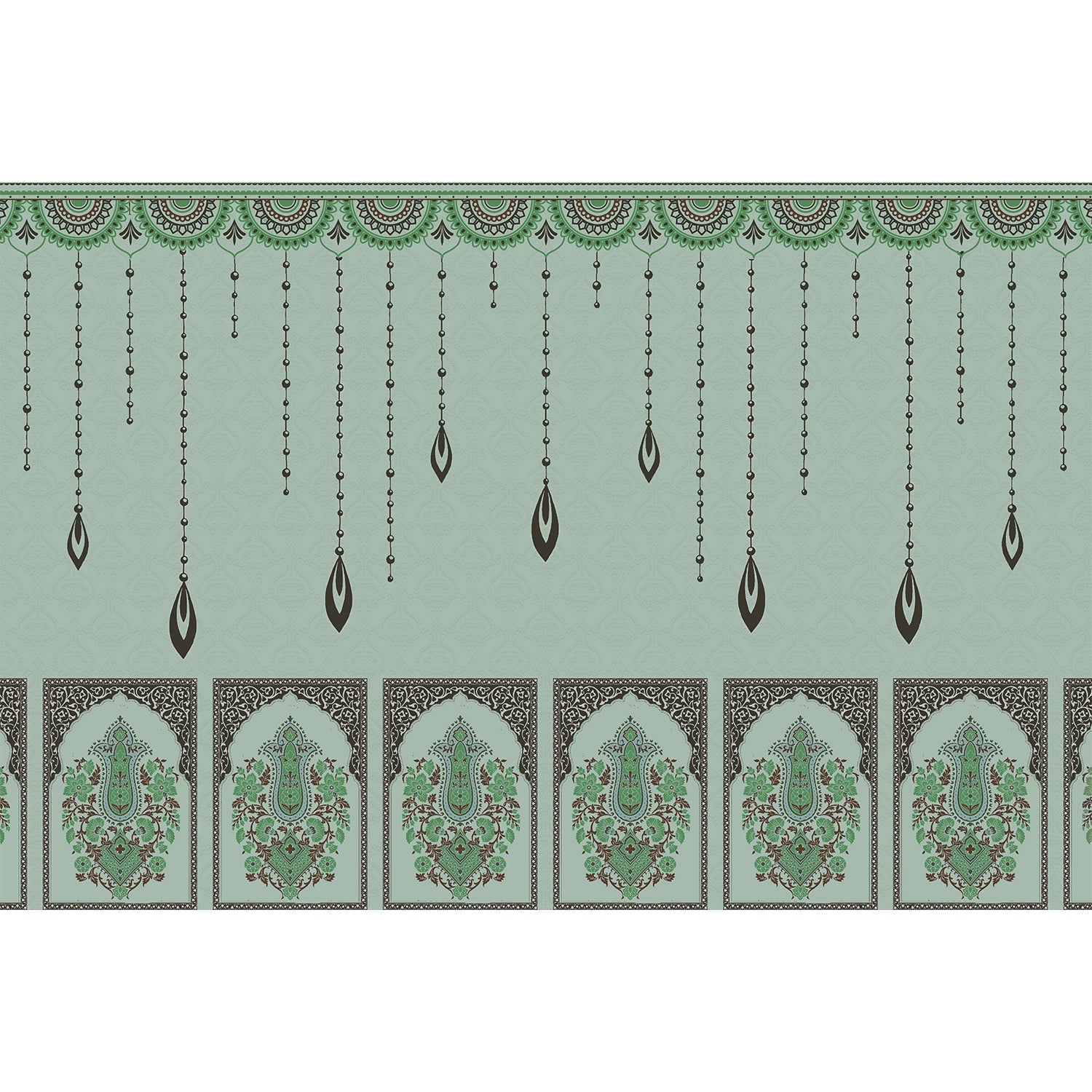 Intricate paisley motifs in lea - "motifs" wallpaper mural-equal final