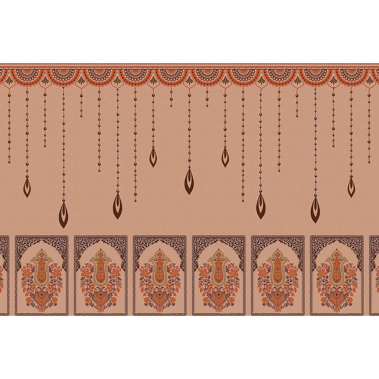 Intricate paisley motifs in lea - "motifs" wallpaper mural-equal final