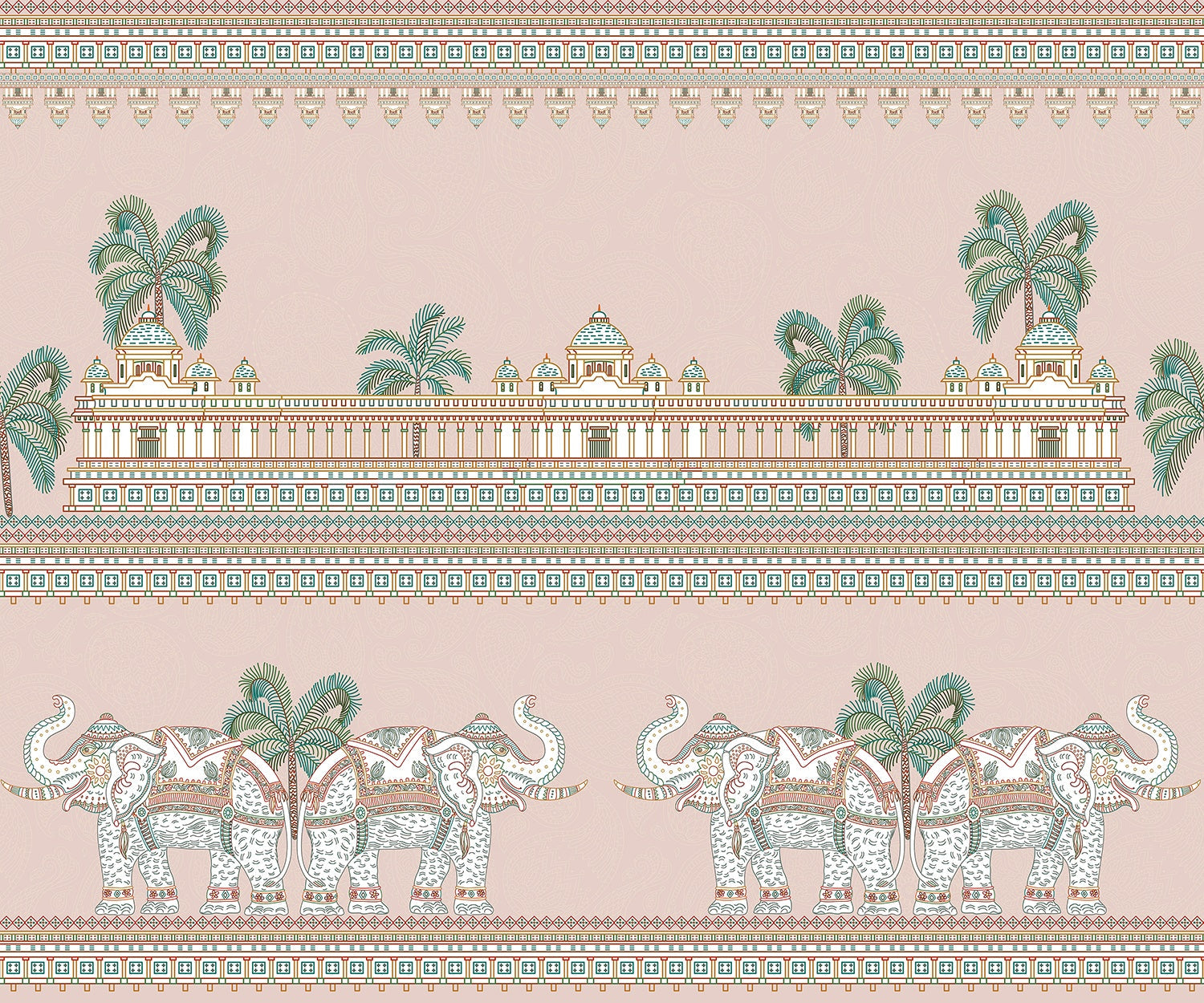 "Elephant parade architectural delight in lea - "royal" wallpaper mural-inequal final"