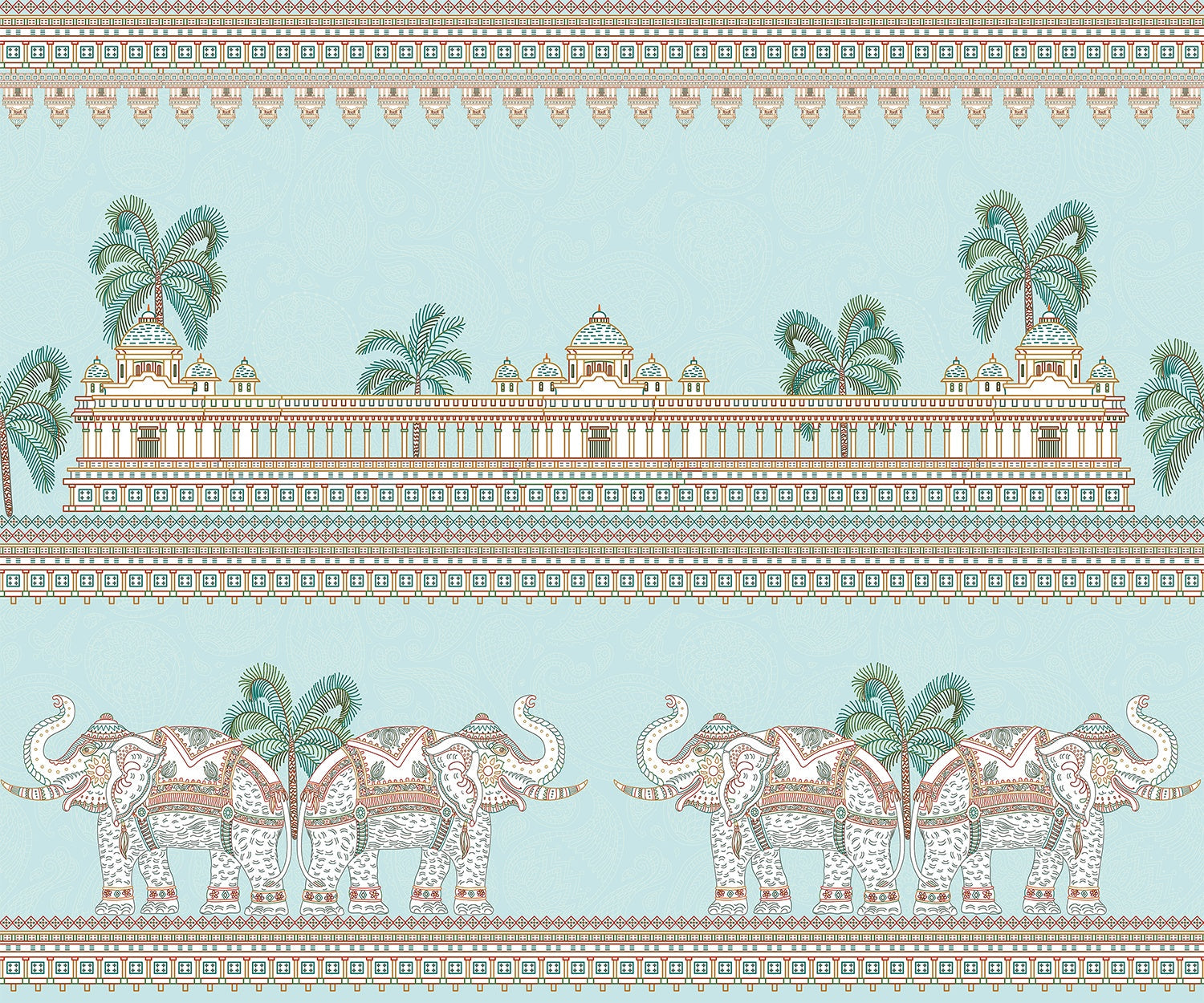 "Elephant parade architectural delight in lea - "royal" wallpaper mural-inequal final"
