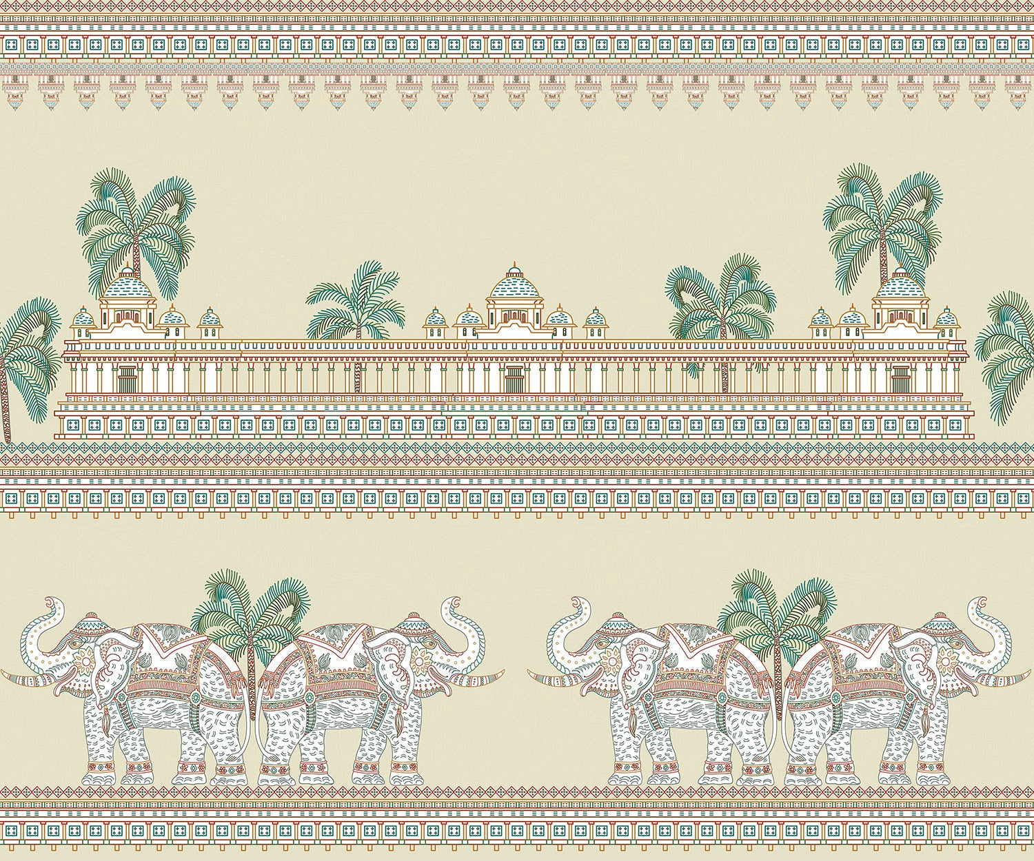 "Elephant parade architectural delight in lea - "royal" wallpaper mural-inequal final"