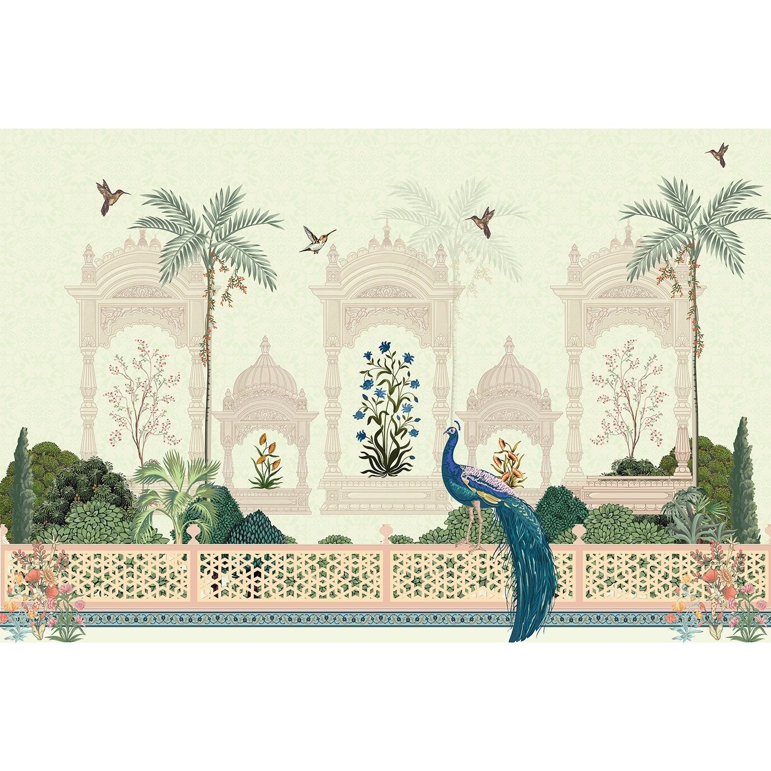 "Elegant lea mughal garden wallpaper mural-equal final"