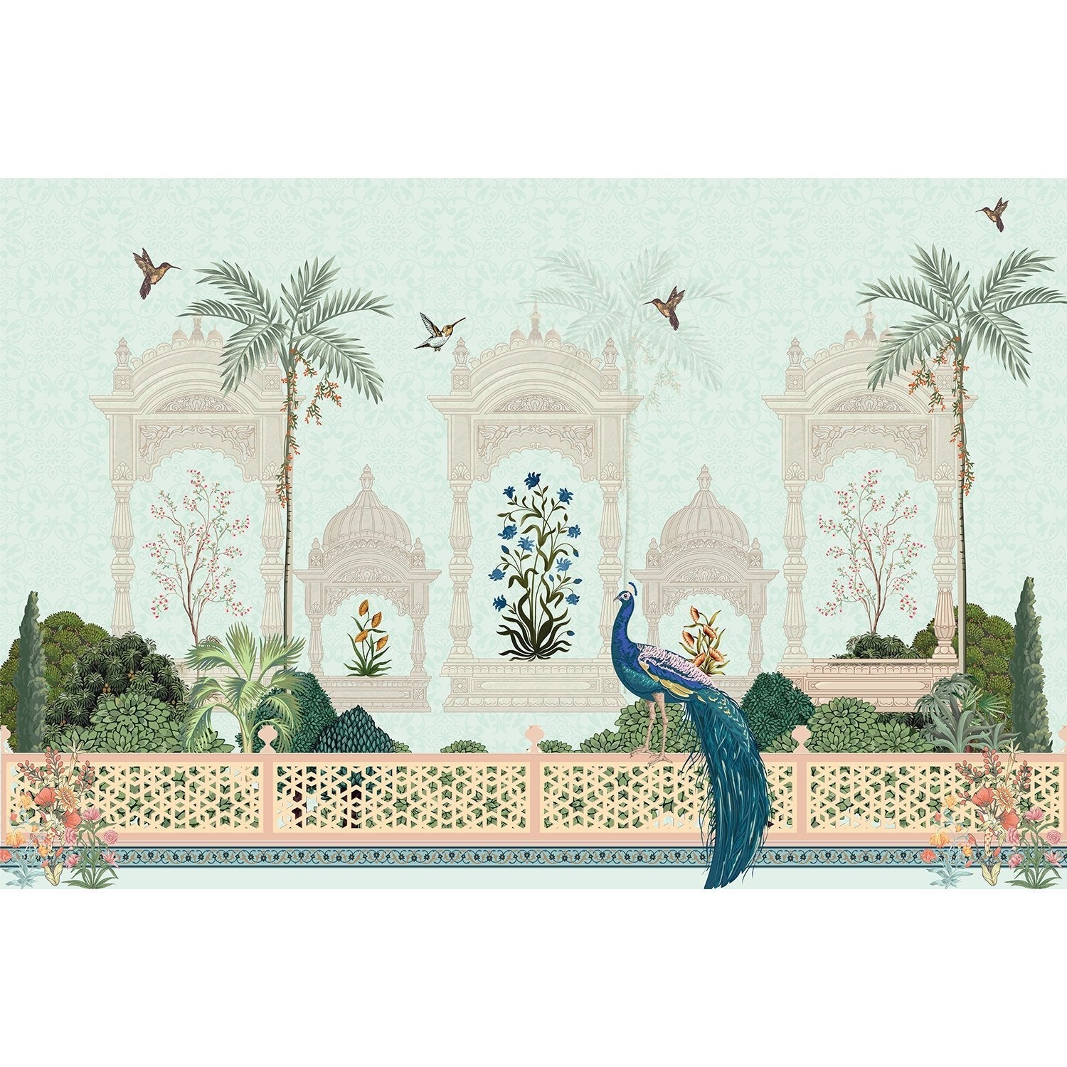"Elegant lea mughal garden wallpaper mural-equal final"
