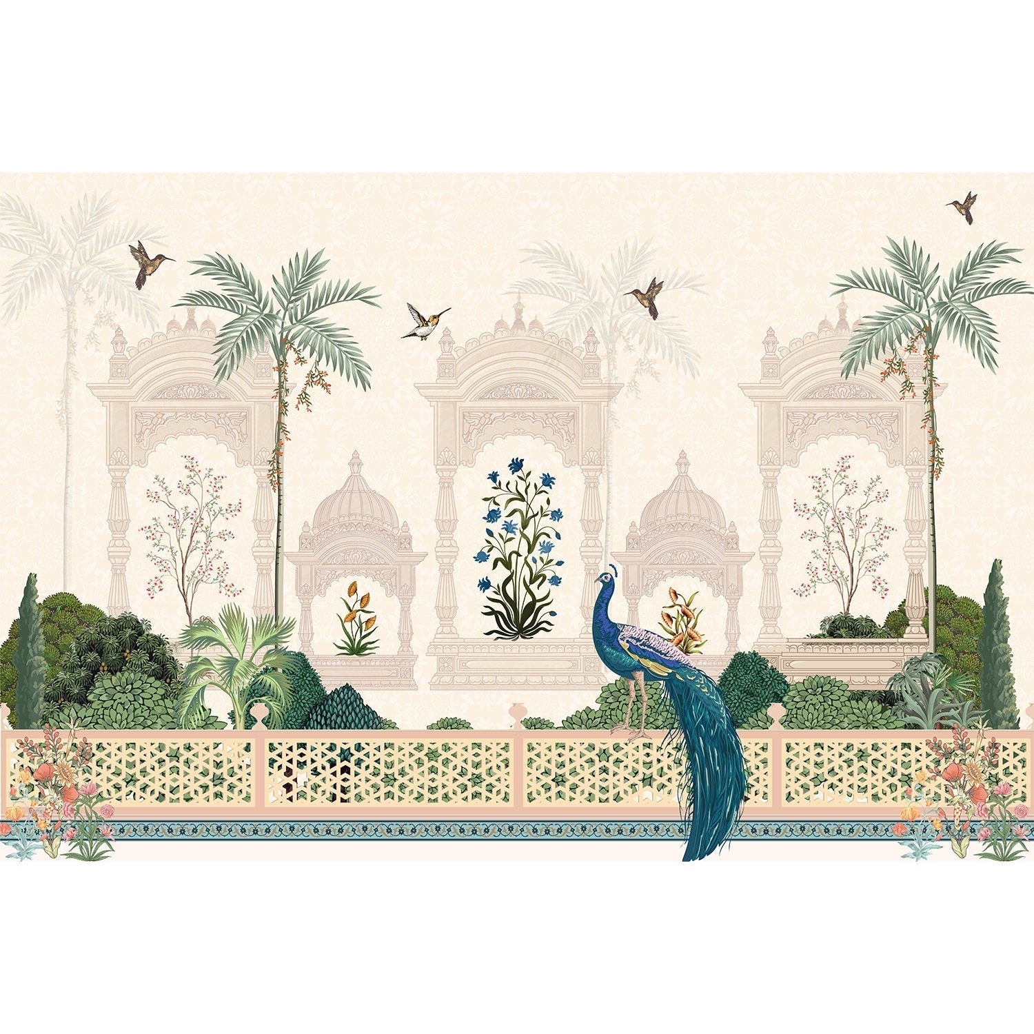 "Elegant lea mughal garden wallpaper mural-equal final"