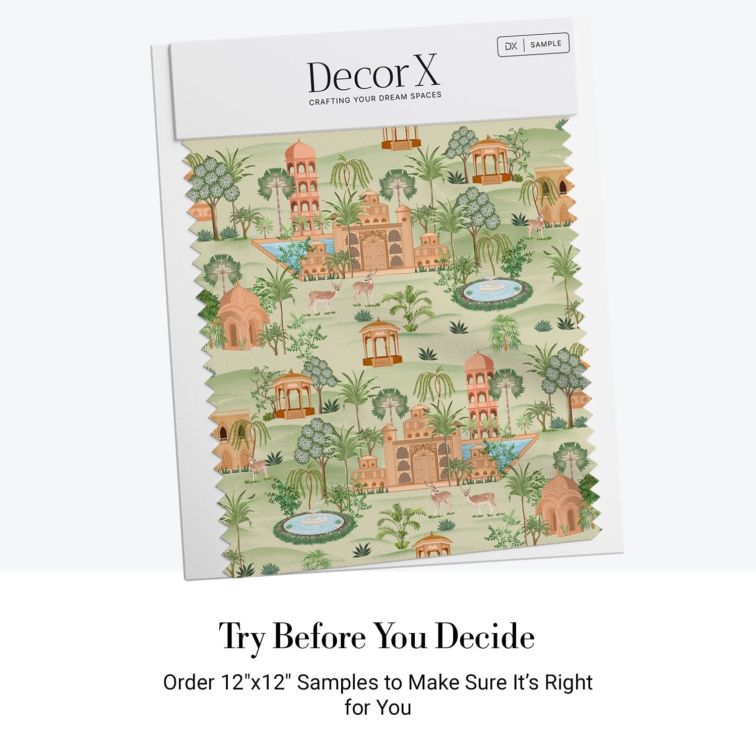 Scenic Indian landscape with coral palaces, elephants and gazelles in traditional Mughal style - view 7 - final all-groups samples