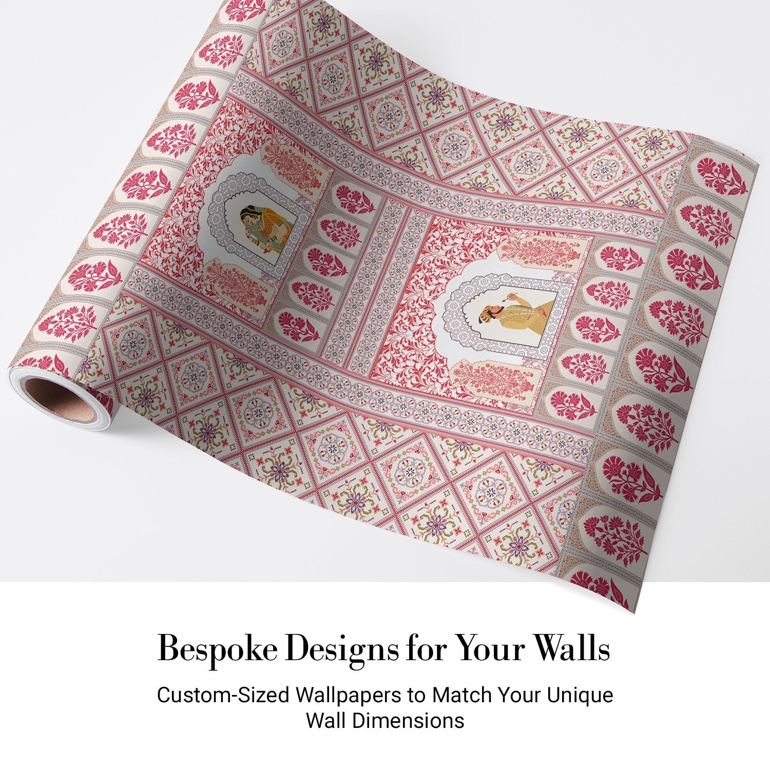 Pink and white traditional Indian palace arches with geometric diamond patterns and floral motifs - view 5 - final