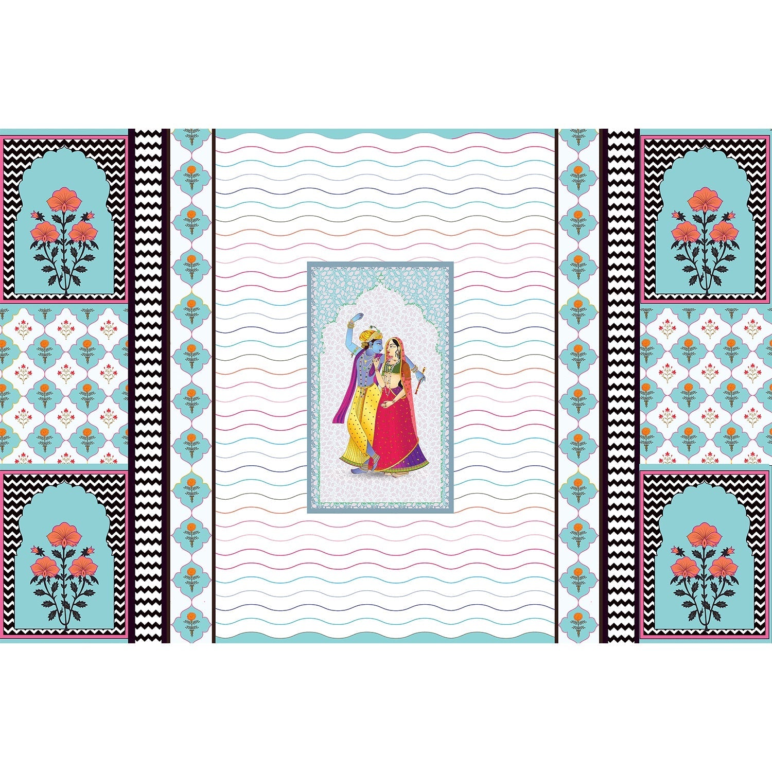 Radha-Krishna divine love lea - "religion" wallpaper mural-equal final