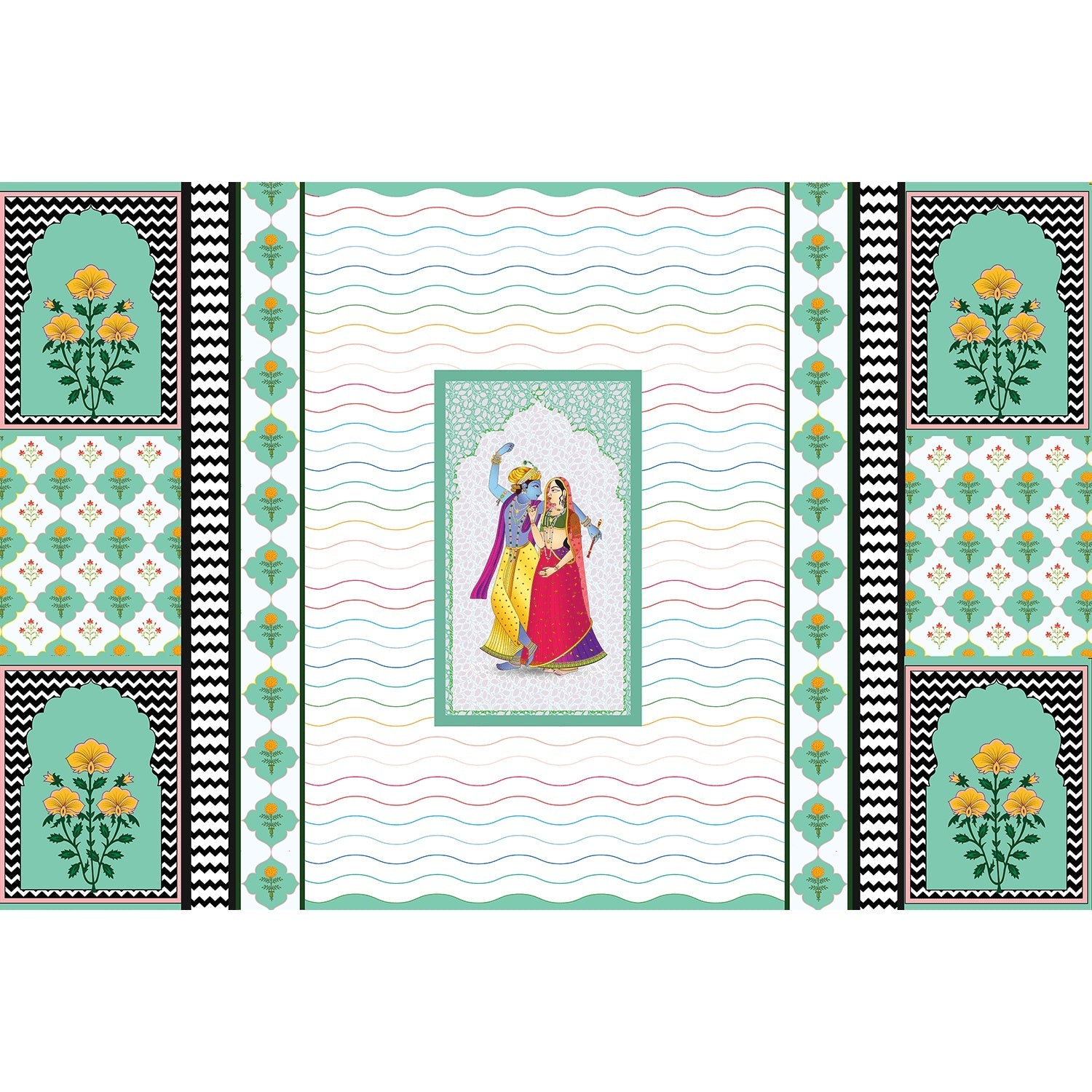 Radha-Krishna divine love lea - "religion" wallpaper mural-equal final