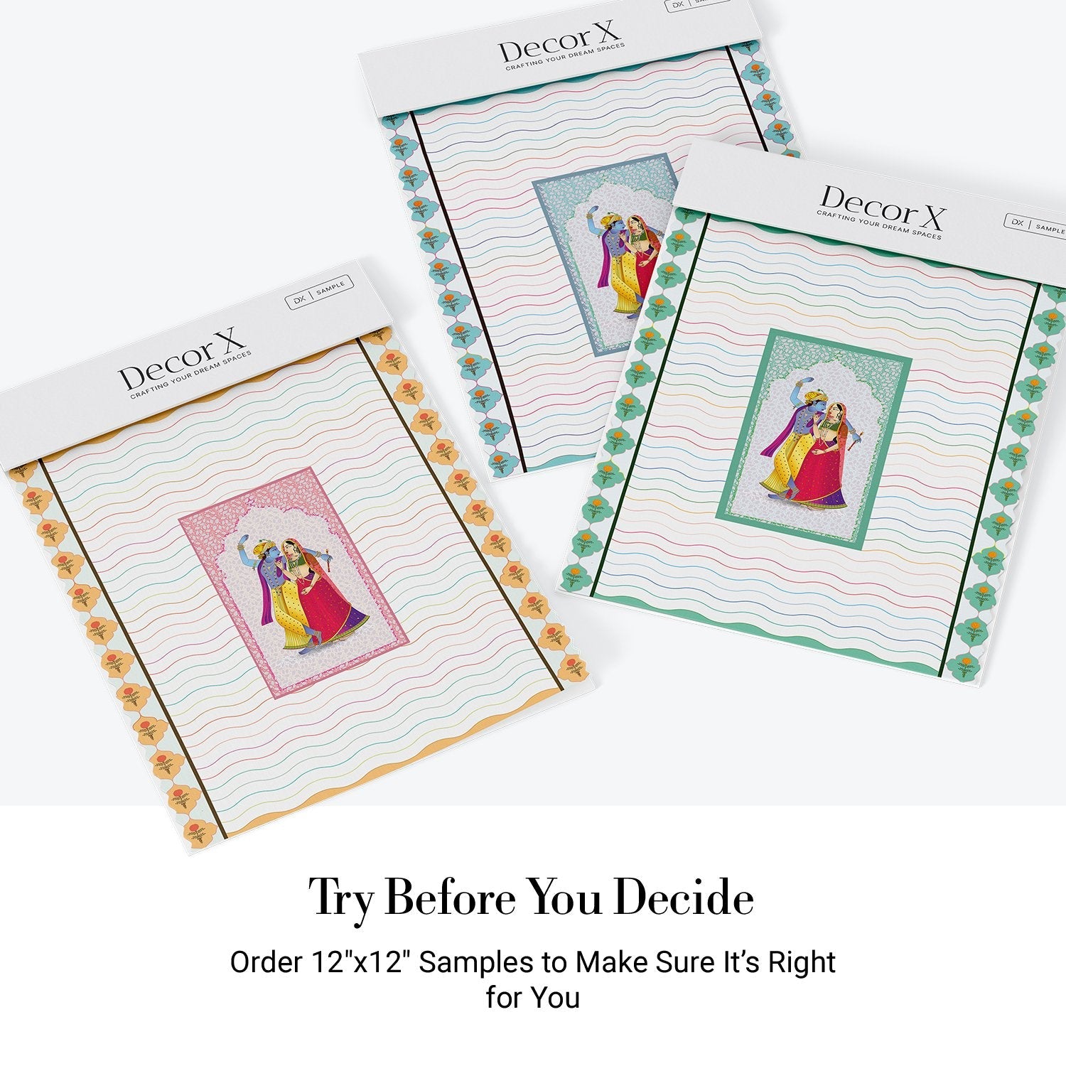 Traditional Indian artwork with decorative waves and geometric borders featuring cultural dance illustration - view 23 - final all-groups samples