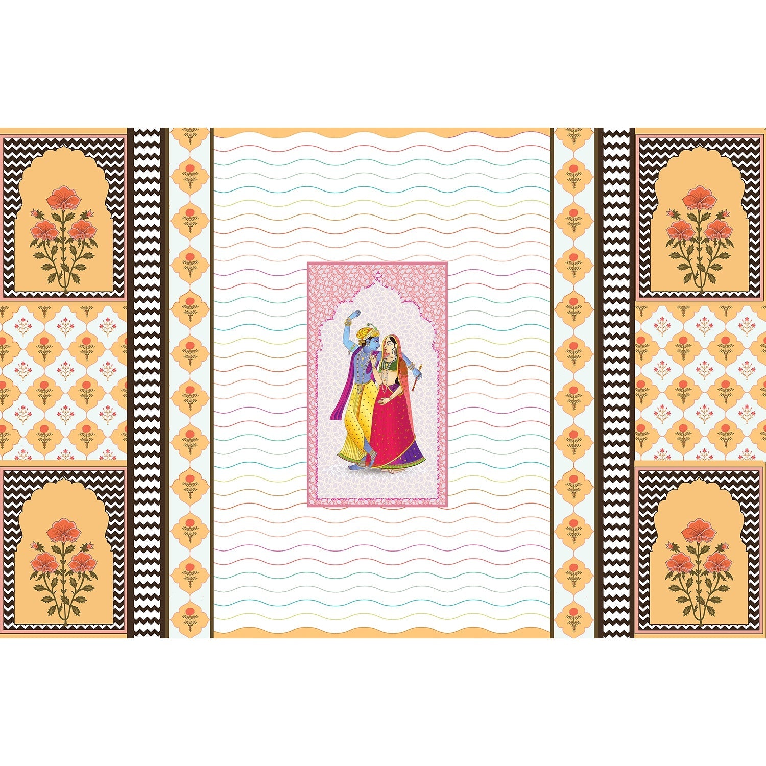 Radha-Krishna divine love lea - "religion" wallpaper mural-equal final