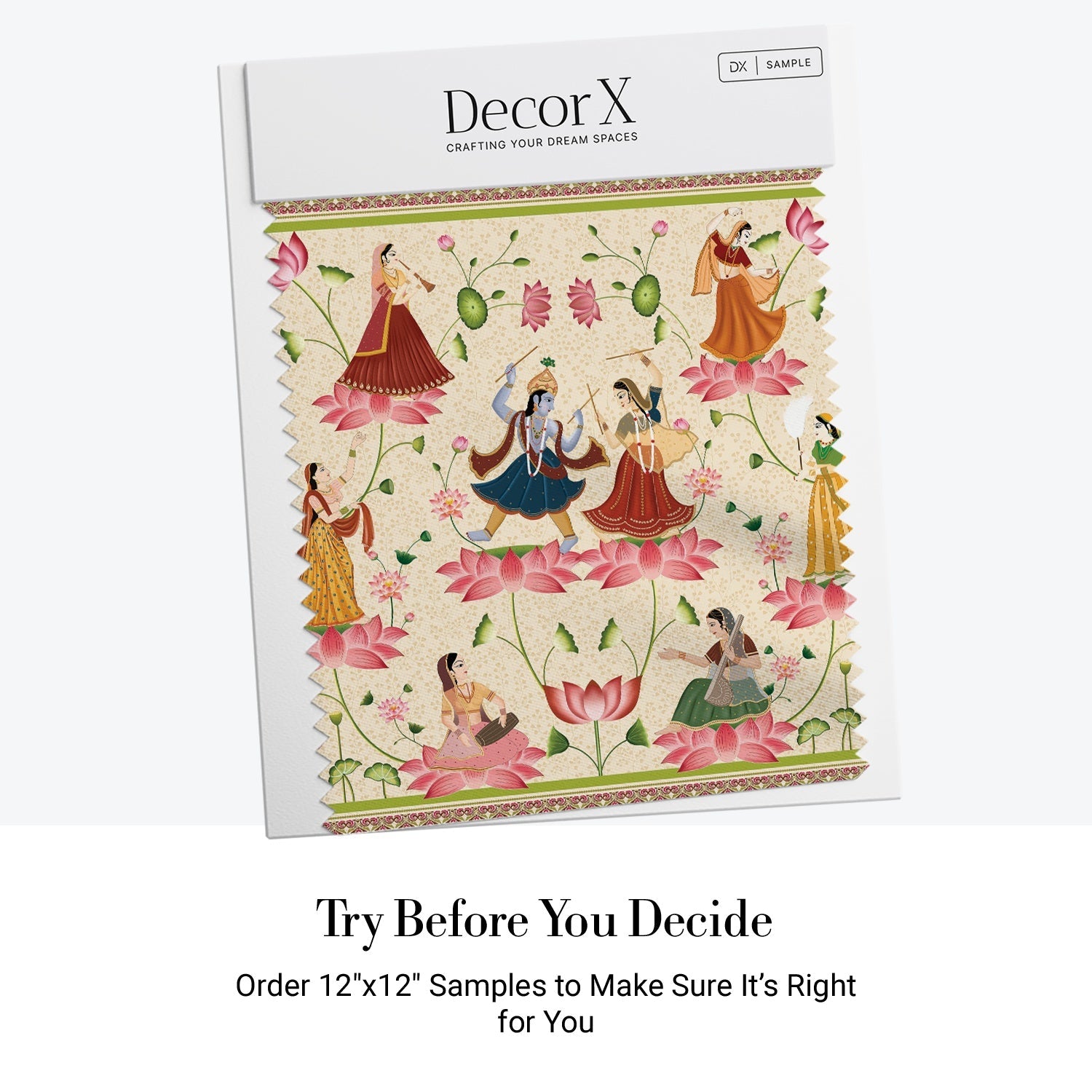 Traditional Indian folk dancers surrounded by pink lotus flowers in classical Pichwai style - view 8 - final all-groups samples