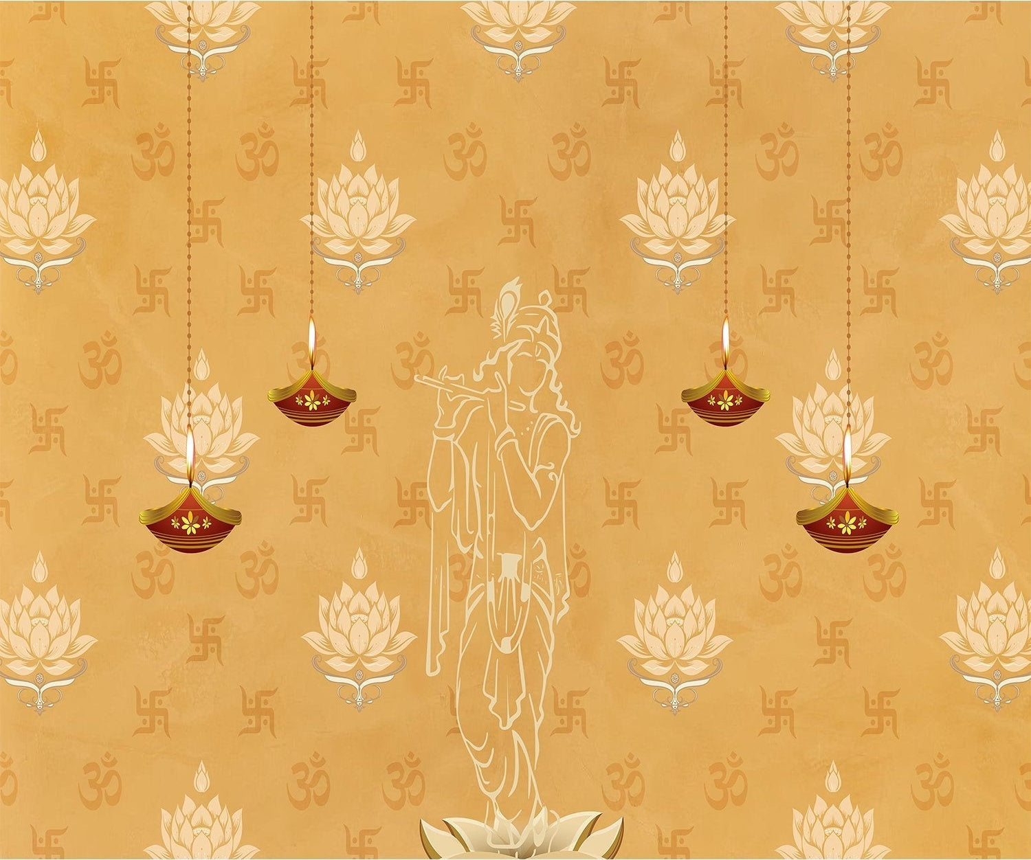 "Lea divine Krishna religious wallpaper mural-inequal final"
