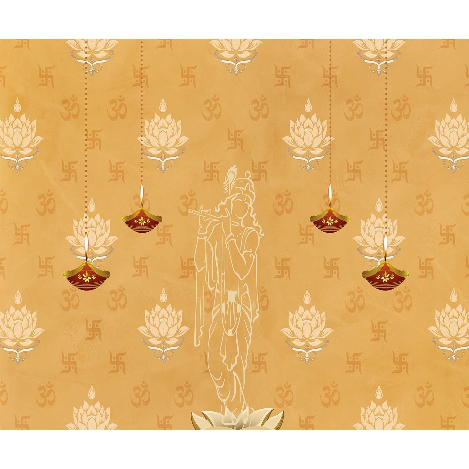 "Murlidhara Divine Krishna lea - religion wallpaper mural-equal final"