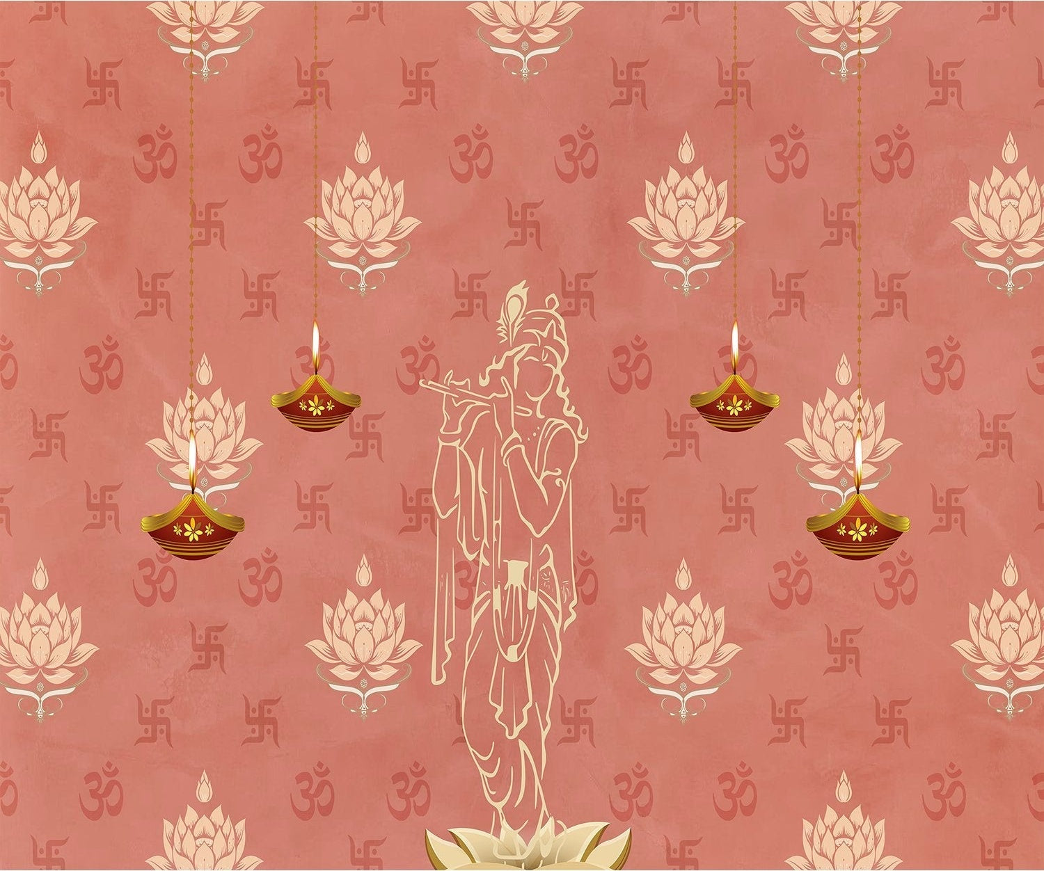 "Lea divine Krishna religious wallpaper mural-inequal final"