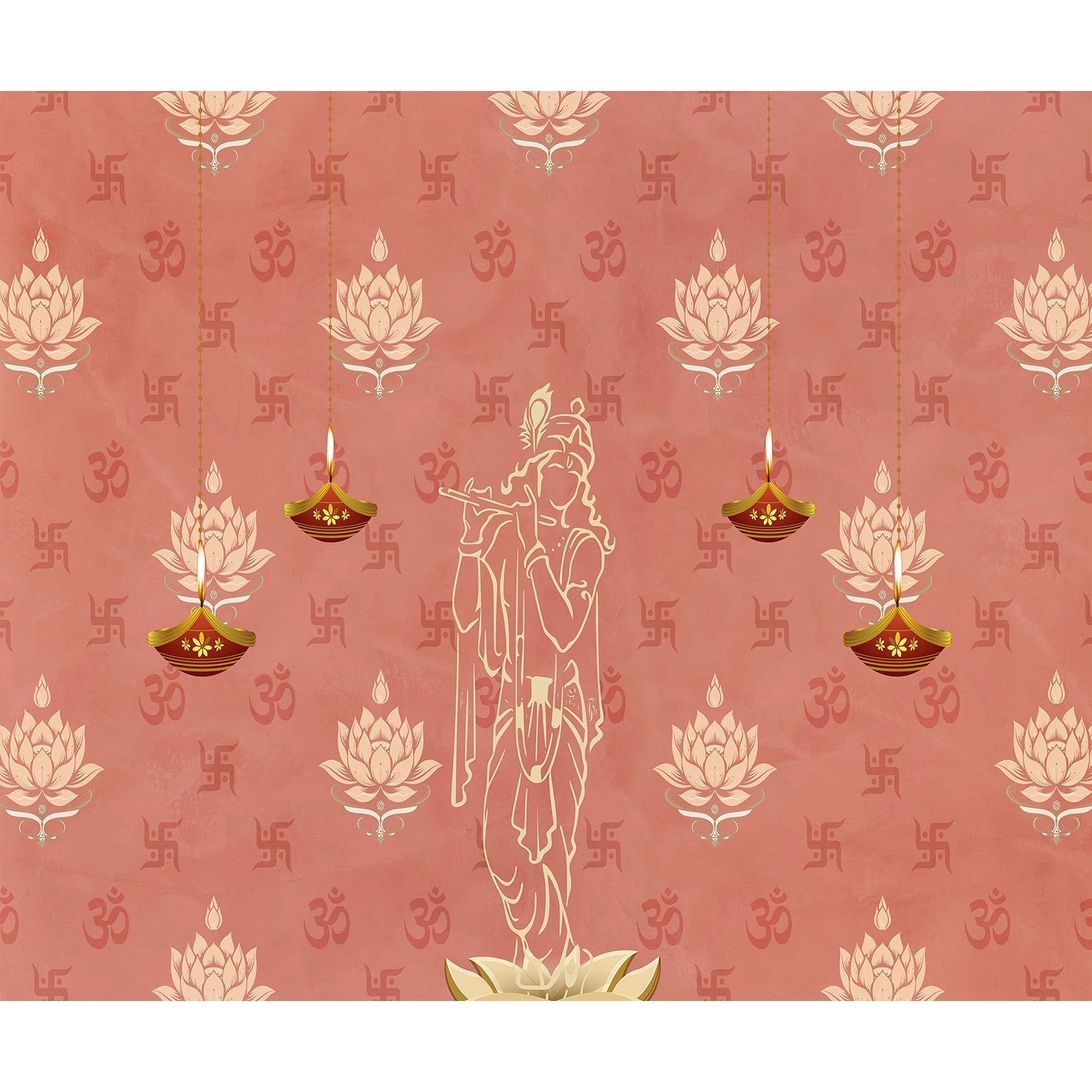 "Murlidhara Divine Krishna lea - religion wallpaper mural-equal final"