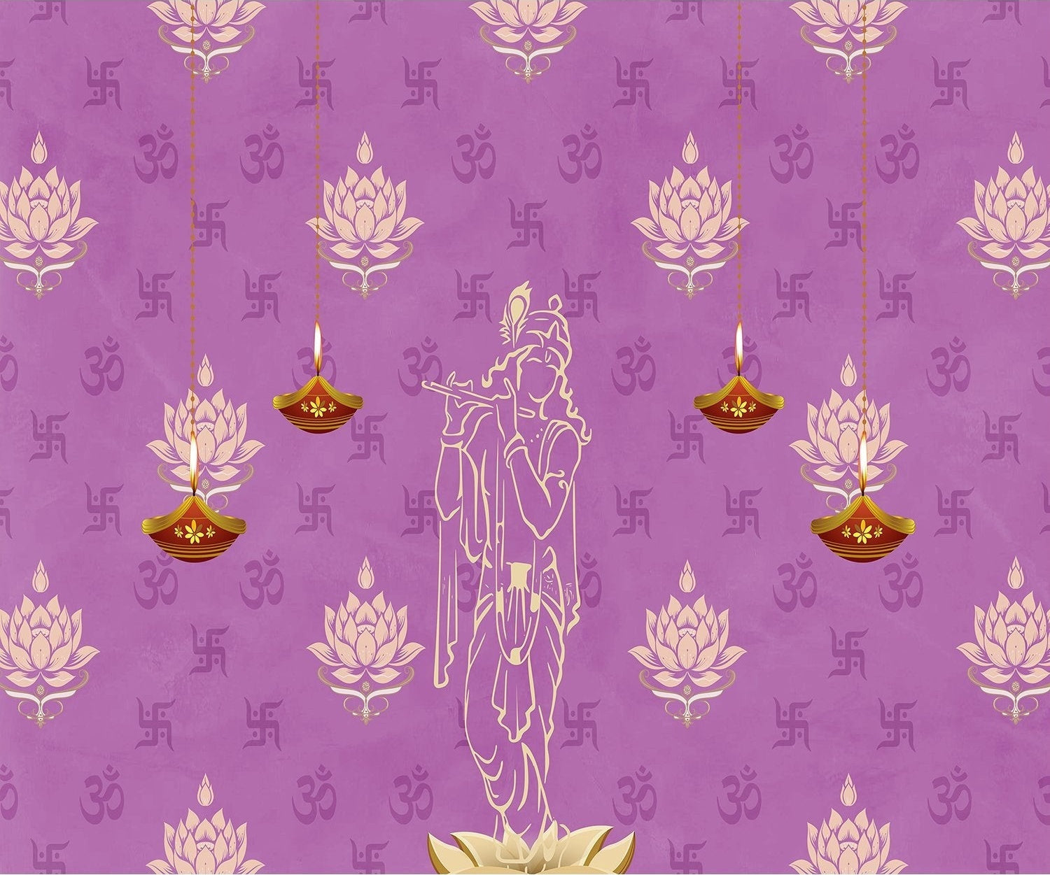 "Lea divine Krishna religious wallpaper mural-inequal final"