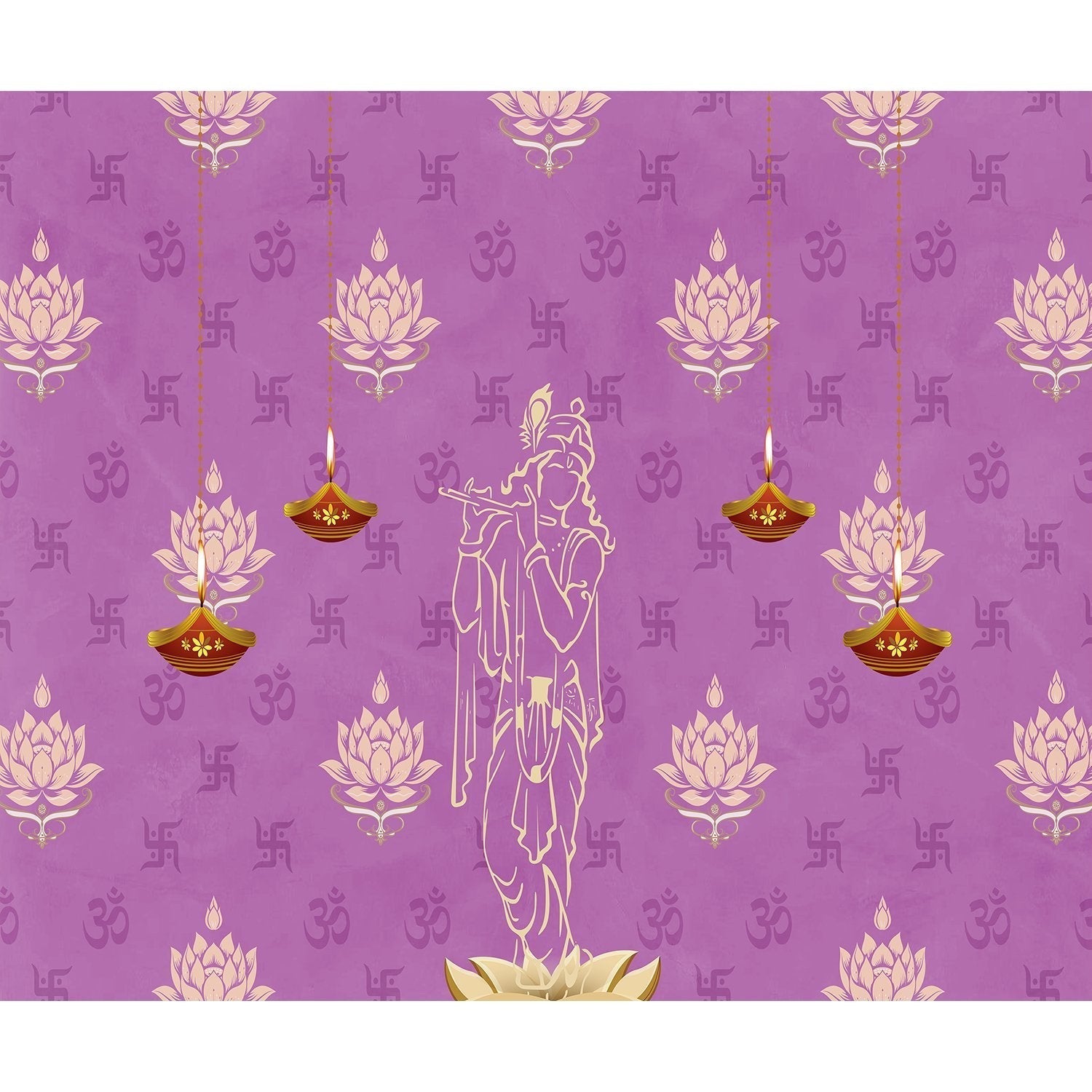 "Murlidhara Divine Krishna lea - religion wallpaper mural-equal final"