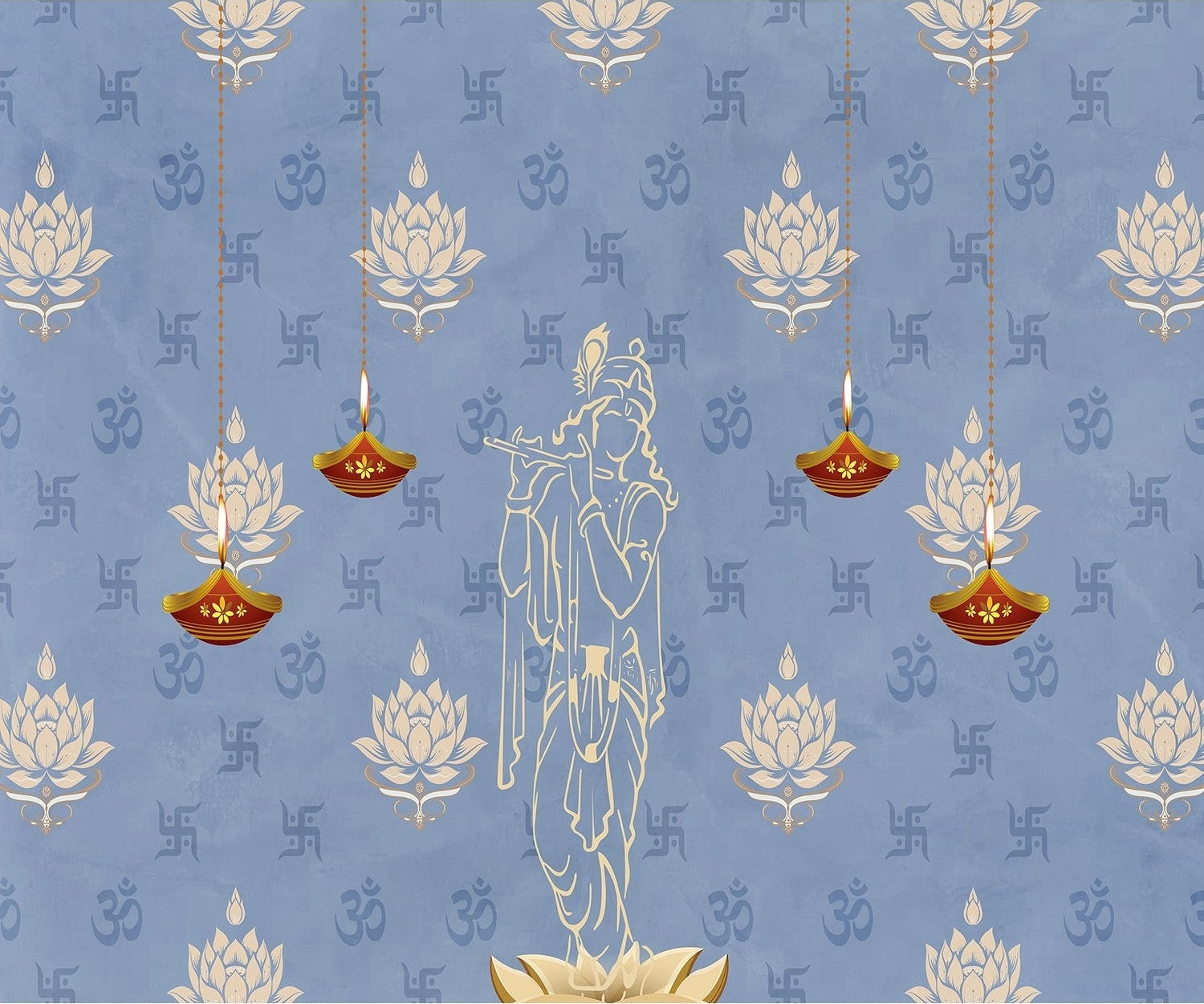 "Lea divine Krishna religious wallpaper mural-inequal final"