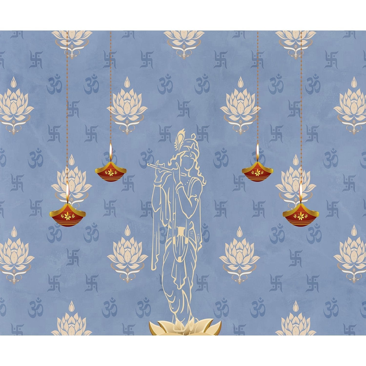 "Murlidhara Divine Krishna lea - religion wallpaper mural-equal final"