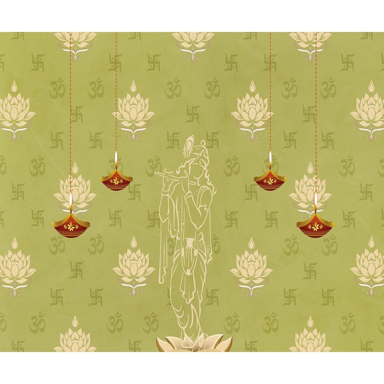 "Murlidhara Divine Krishna lea - religion wallpaper mural-equal final"